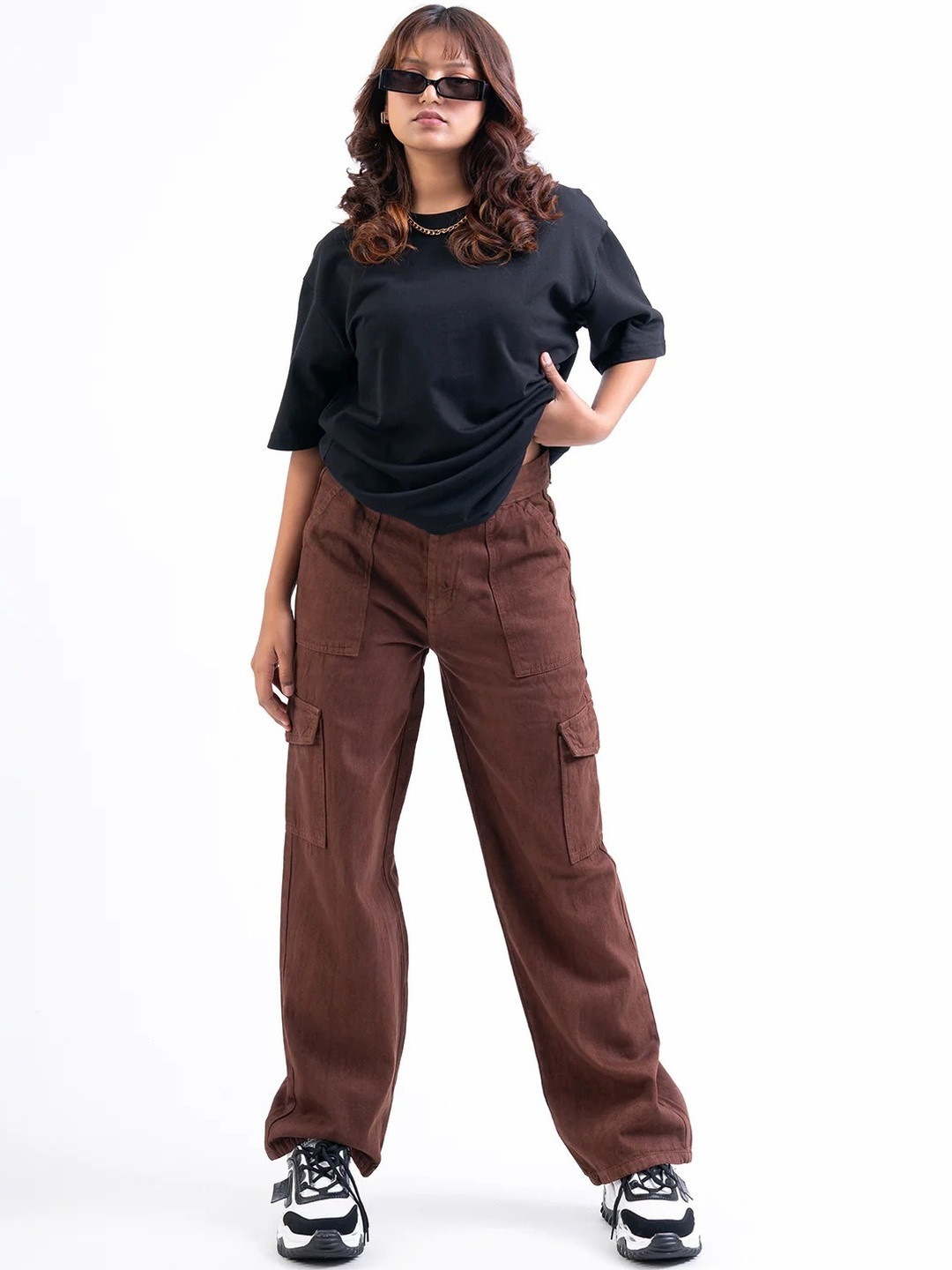 Ds Fashion Women High-Rise Cargo Jeans