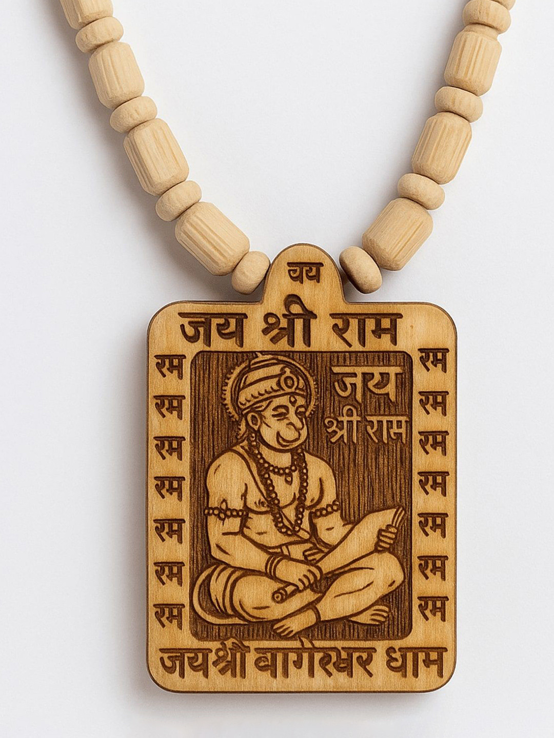 JaiShree Jewels Men Spiritual Wooden Hanuman Ram Bageshwar Dham Necklace