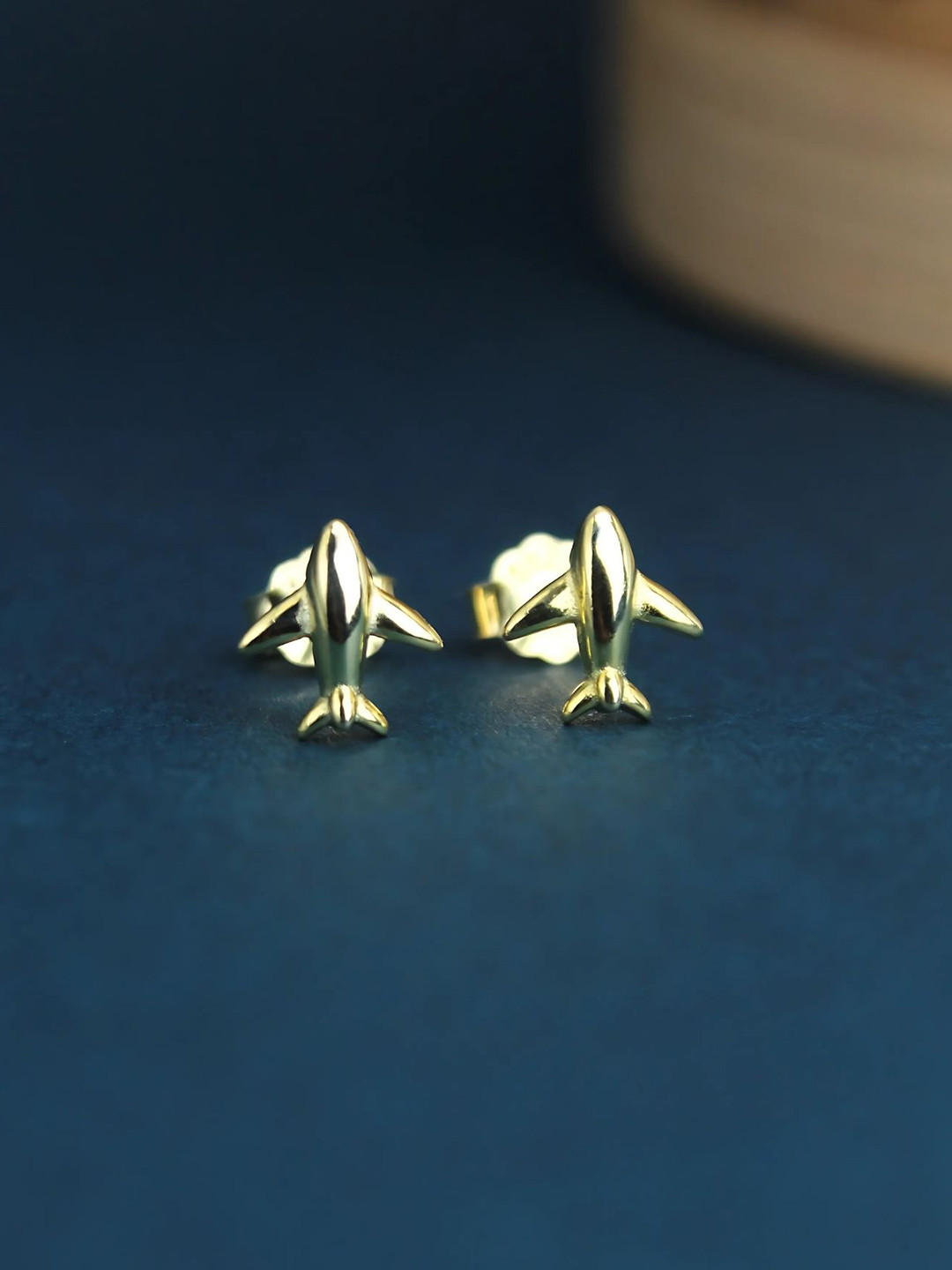 DEVASHREE 925 Sterling Silver Rhodium-Plated Aeroplane Shaped Studs