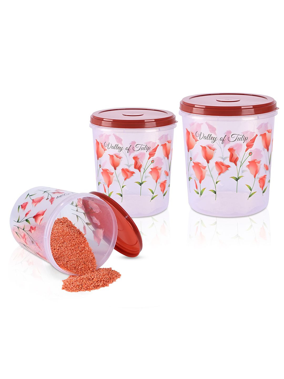 Kuber Industries Brown & Transparent 3 Pieces Printed Kitchen Storage Containers