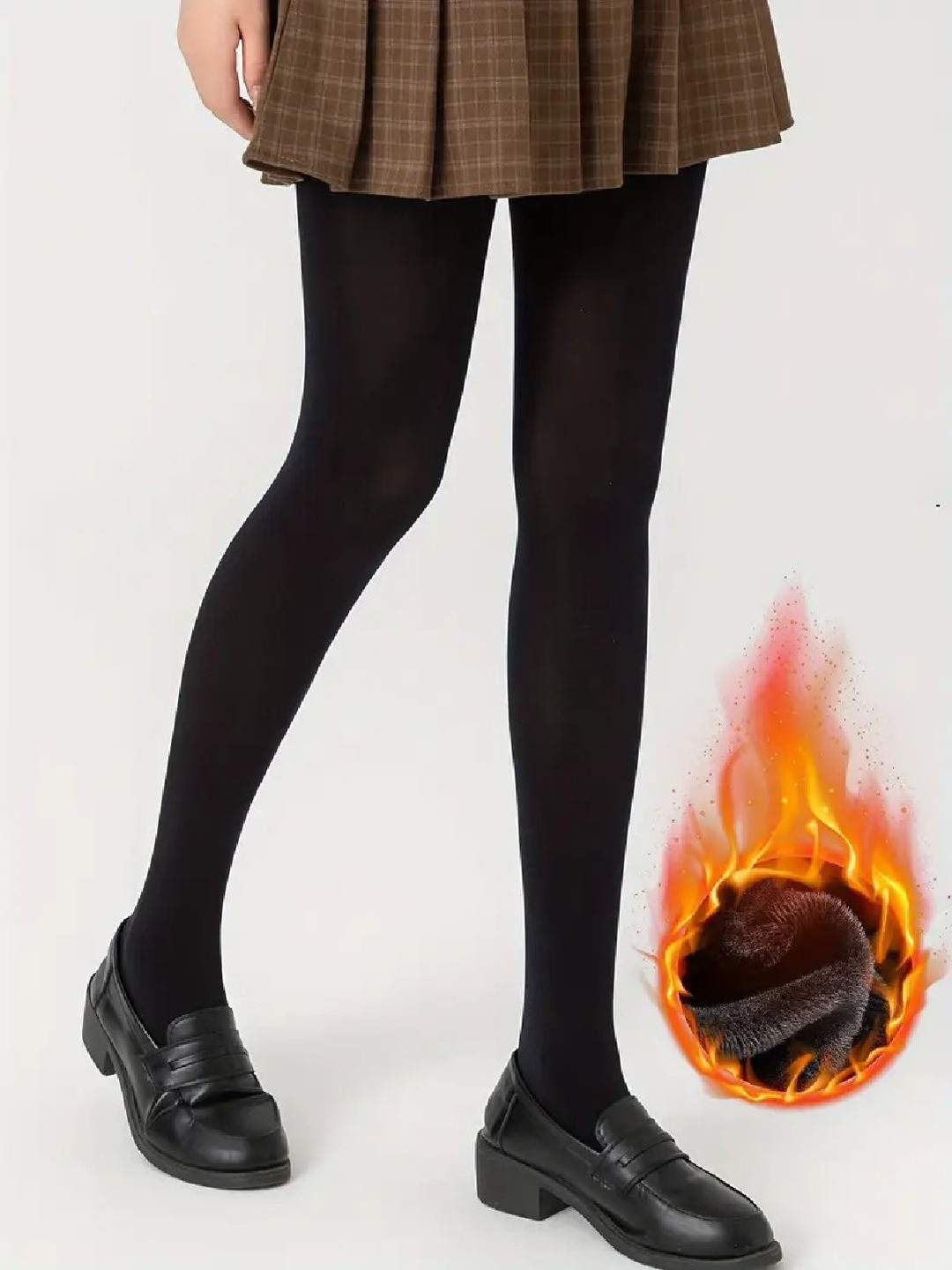 Tomkot Women Black Fleece-Lined Winter Full Warm Stockings