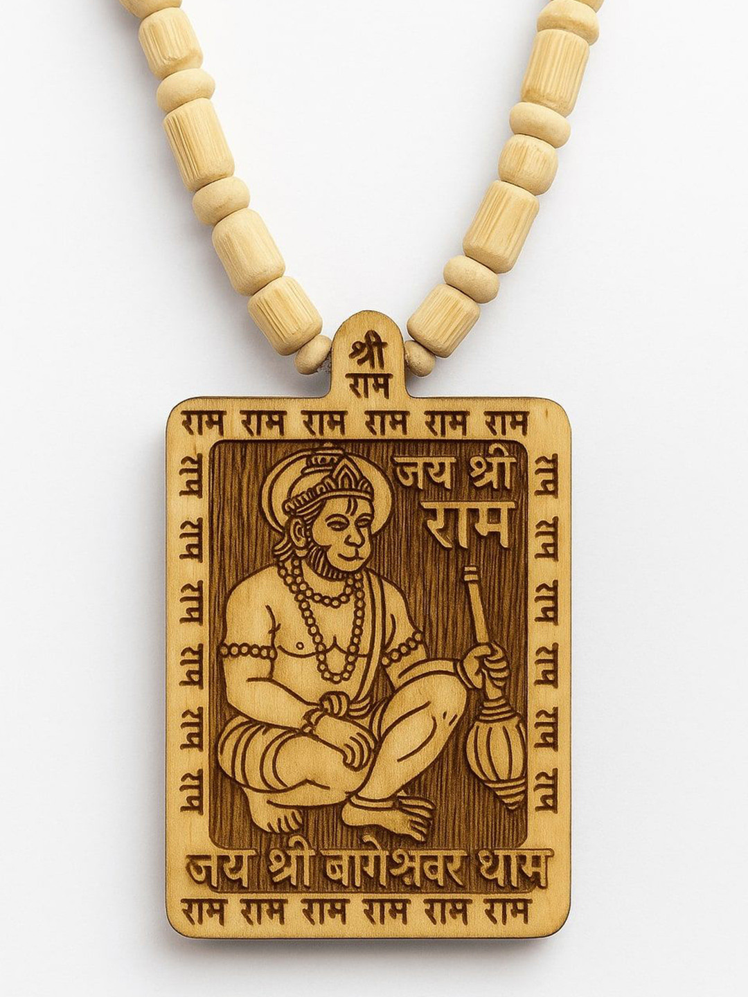 PRIYANSHU NAVRATN Wooden Hanuman Ji Ram Bageshwar Dham Necklace