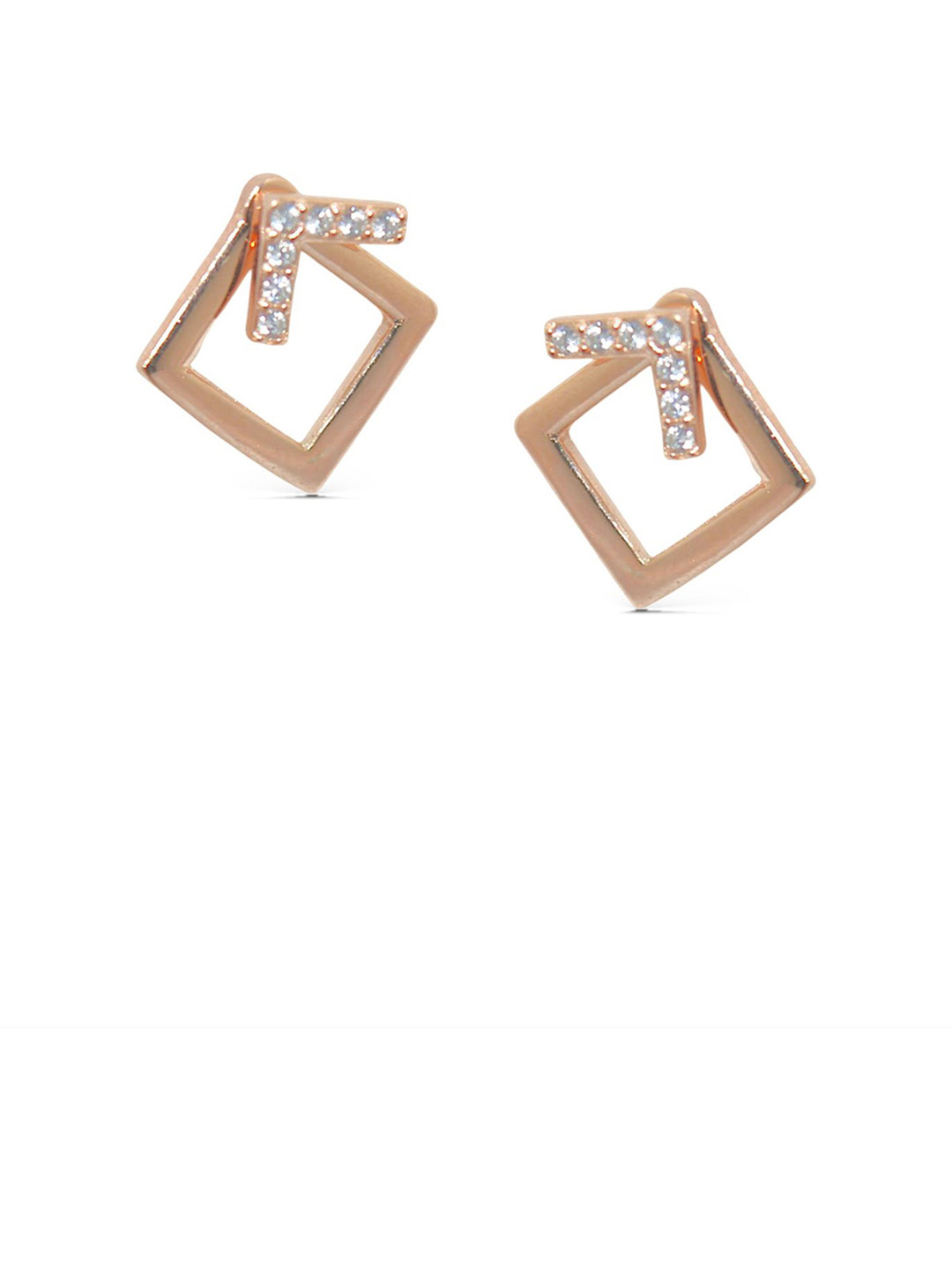 Luxevogue 925 Silver Diamond Jacket Rose Gold 18K Rhodium Gold Plated Earrings
