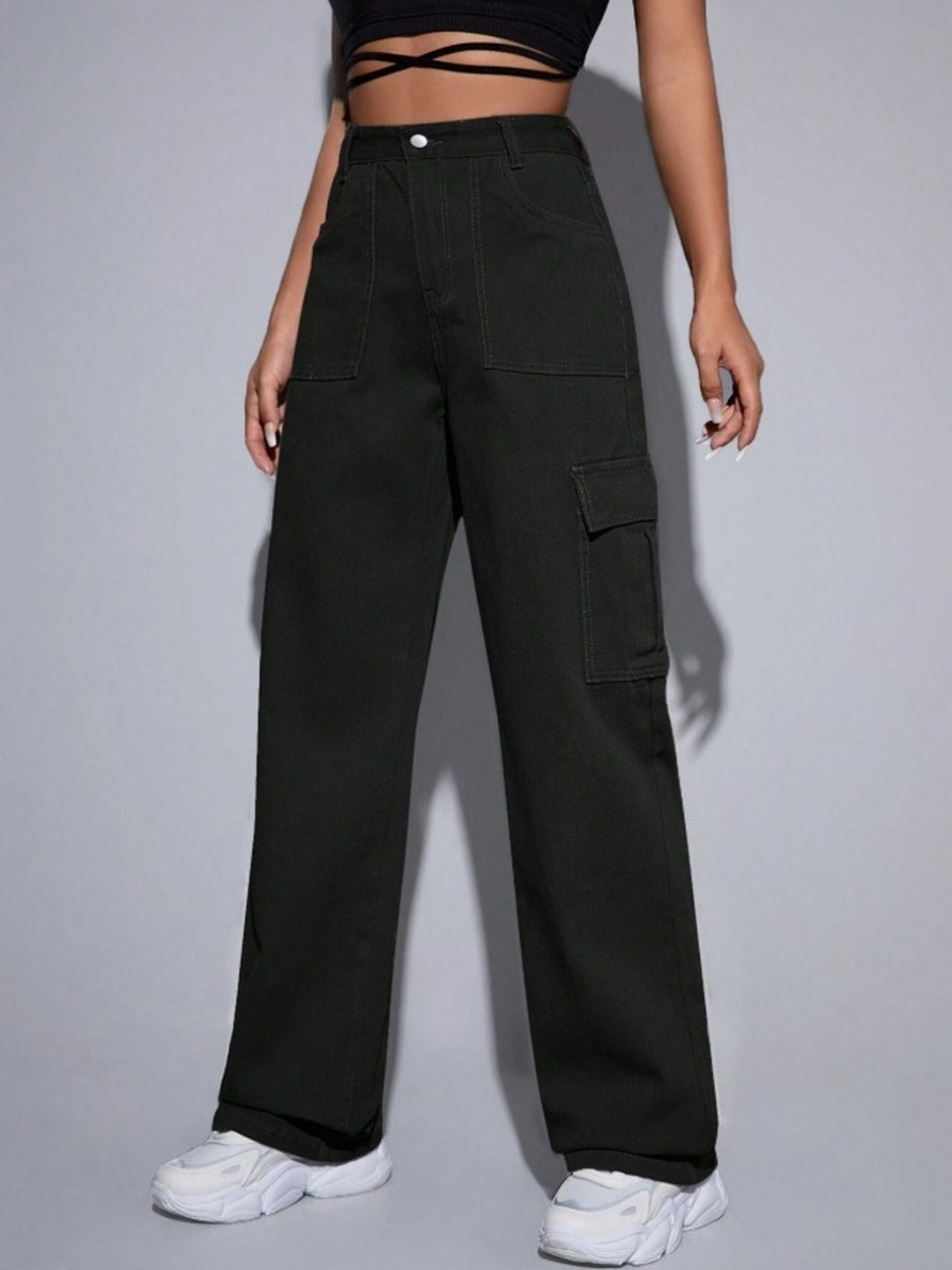 Ds Fashion Women High Rise Clean Look Baggy Fit Cotton Jeans