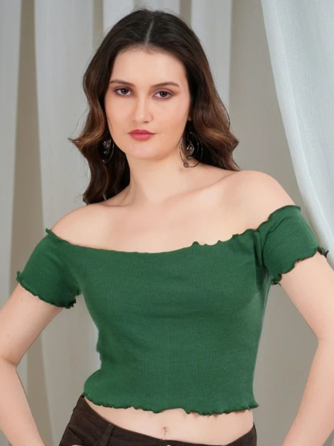 TEEMOODS Off-Shoulder Cotton Crop Tank Top