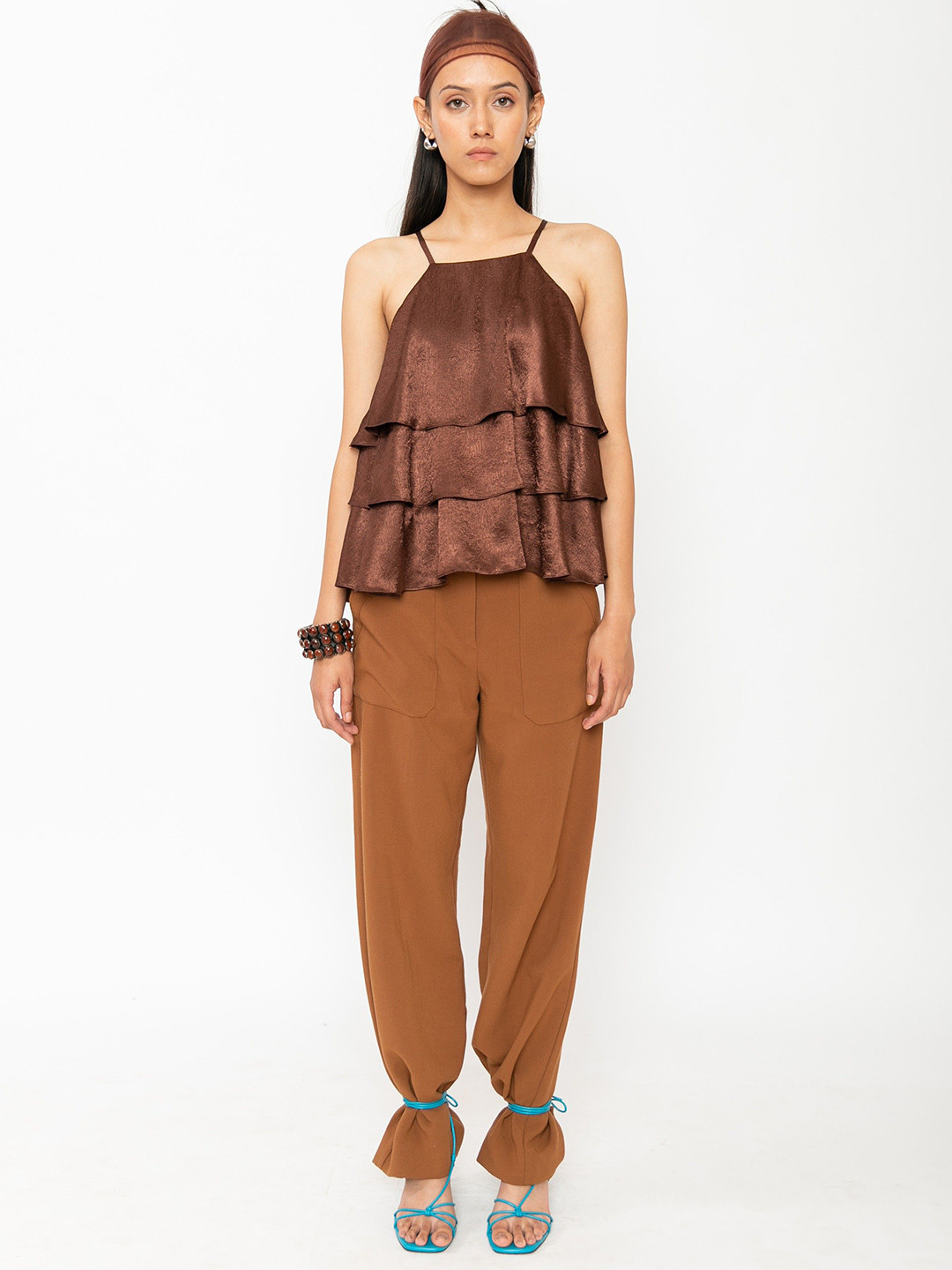 Contemponari Wild Flowers Shoulder Strap Satin Top