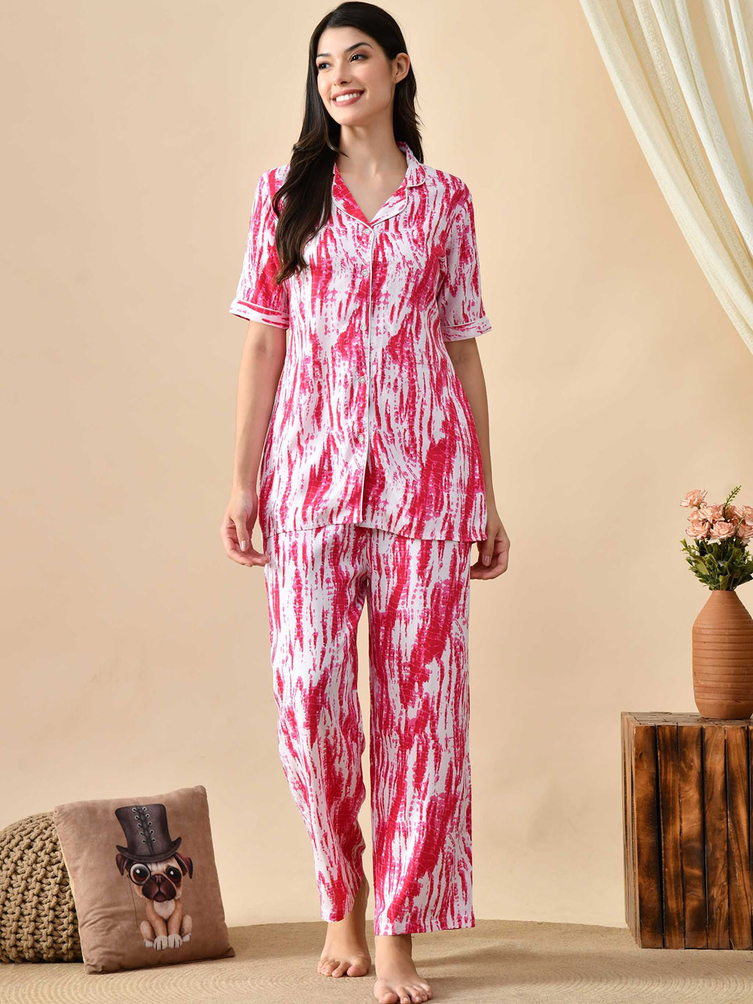 PRADHRUHE Women Floral Printed Night suit