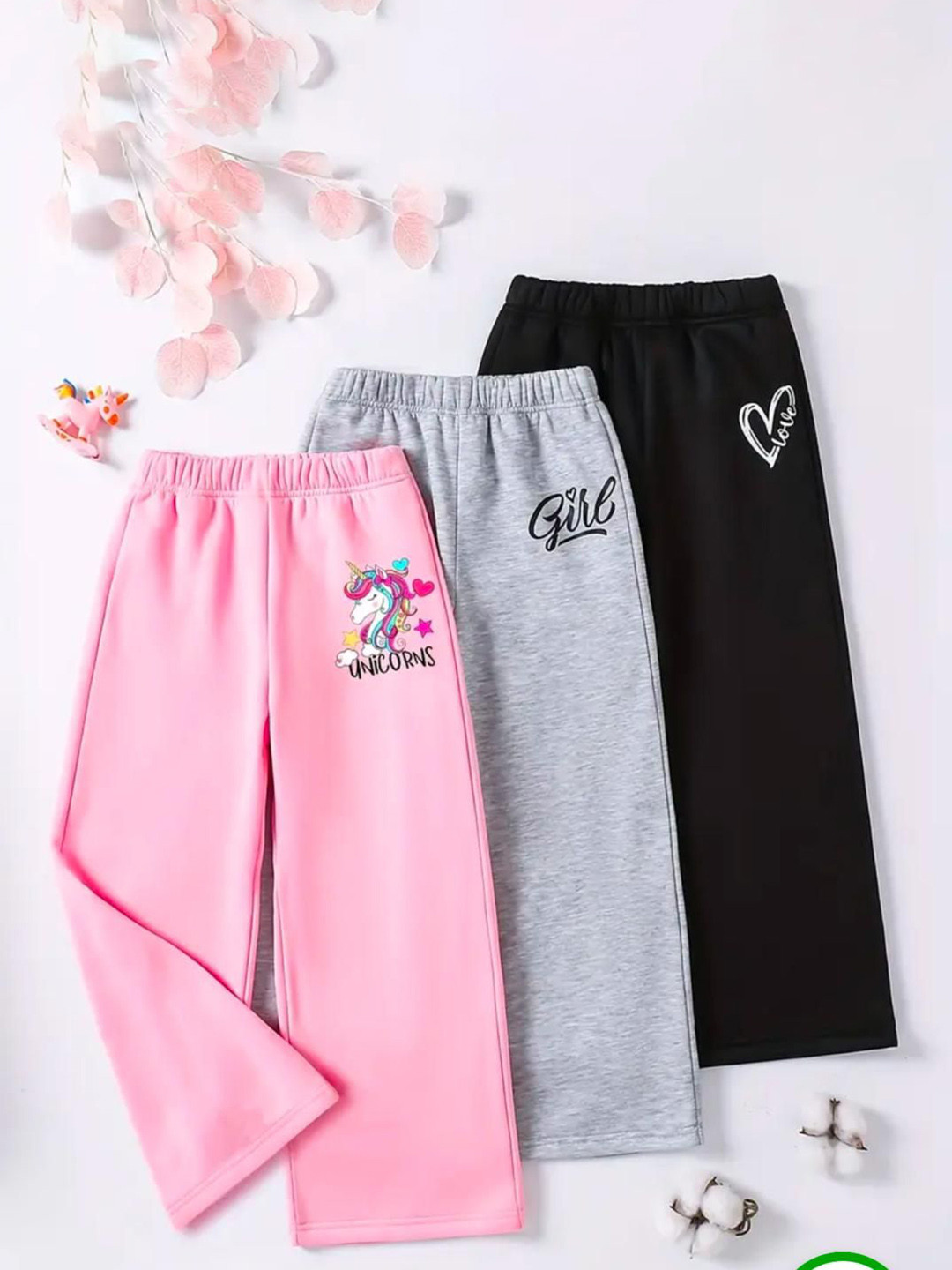 Kaff Girls Pack of 3 Pure Cotton Mid-Rise Trousers
