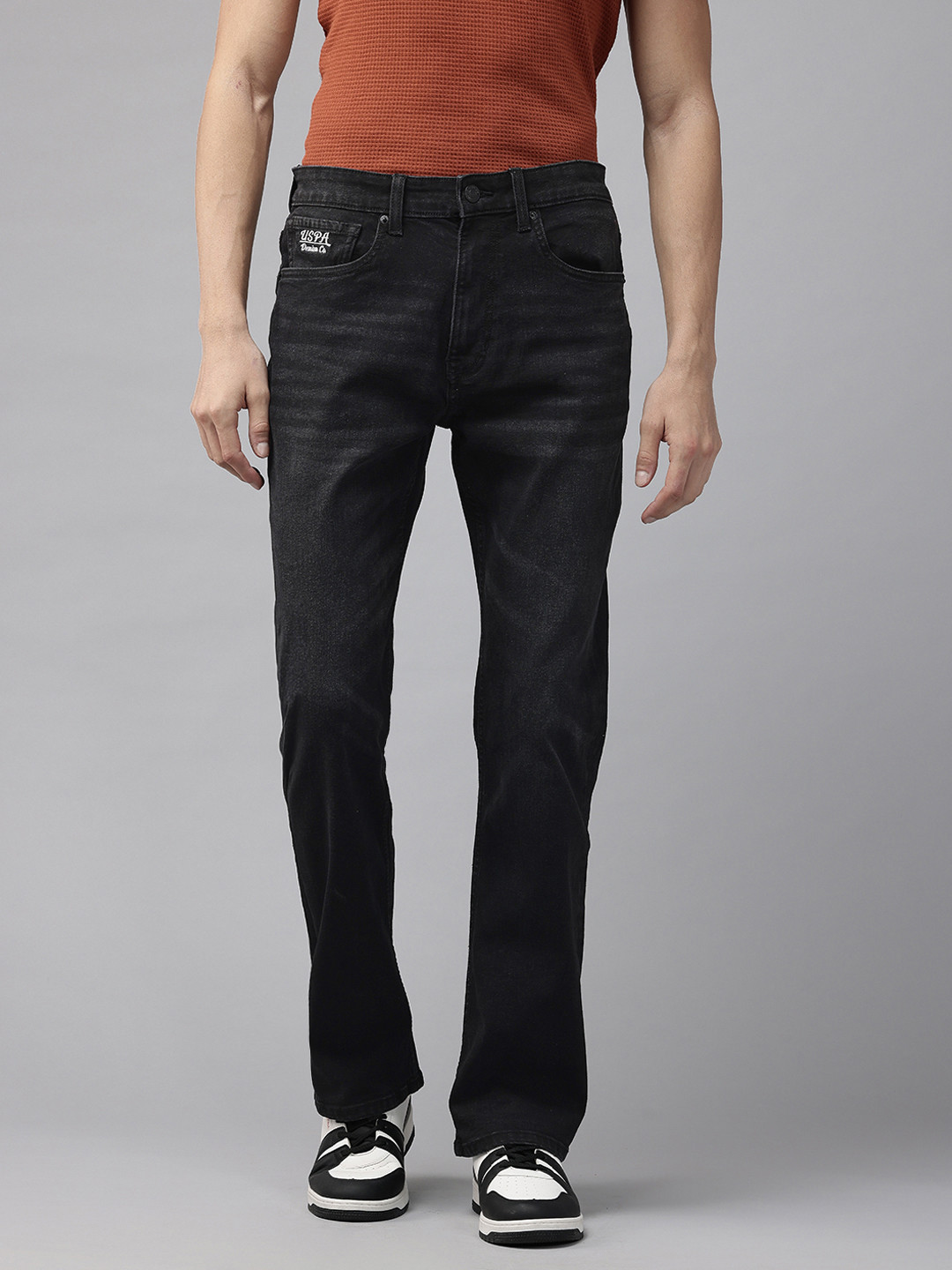 U.S. Polo Assn. Denim Co. Men Connor Mid-Rise Light Fade Stretchable Bootcut Jeans