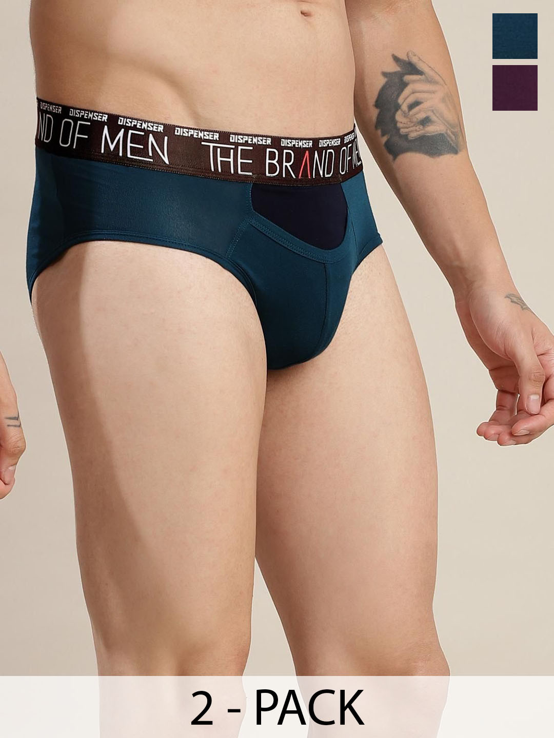 DISPENSER Pack Of 2 Mid Rise Breathable Briefs PACK OF 2-RE-S4-BRIEF-AIRFORCE-WINE-M