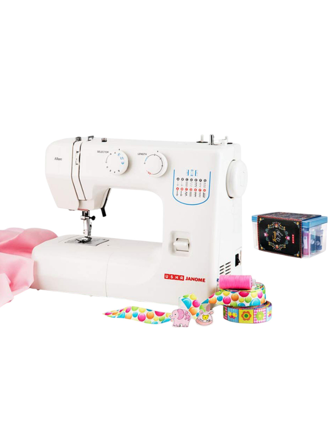 Usha Janome Allure White Automatic ZigZag Electric Sewing Machine with 21 Stitch Function