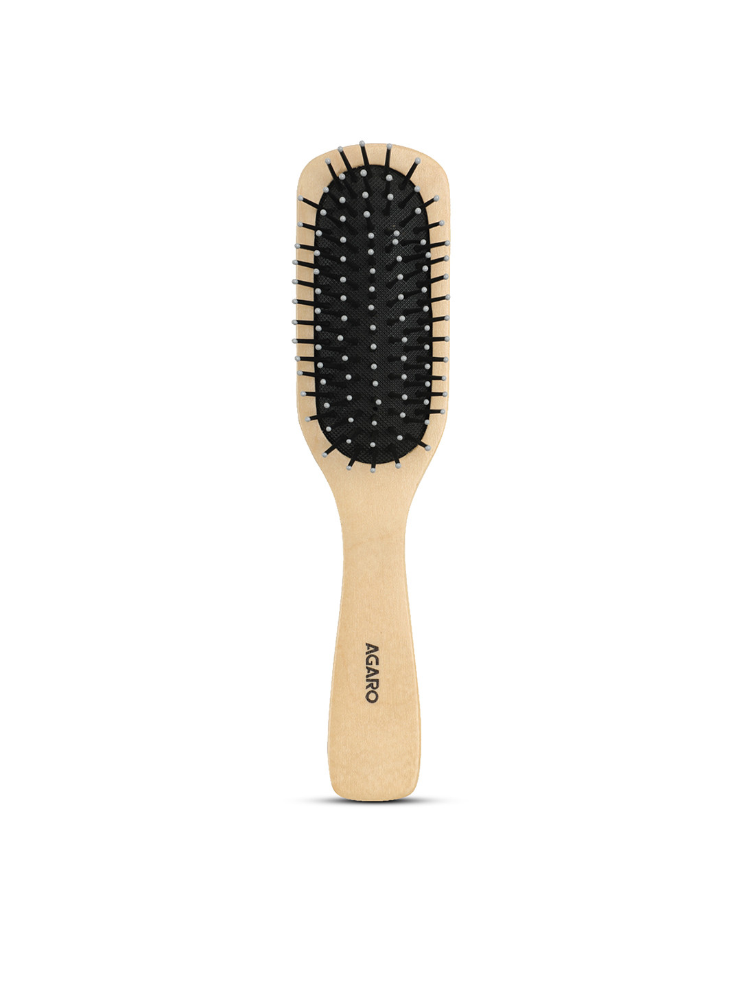 Agaro Wooden Flat Hair Brush for Detangling & Straightening - Beige & Black