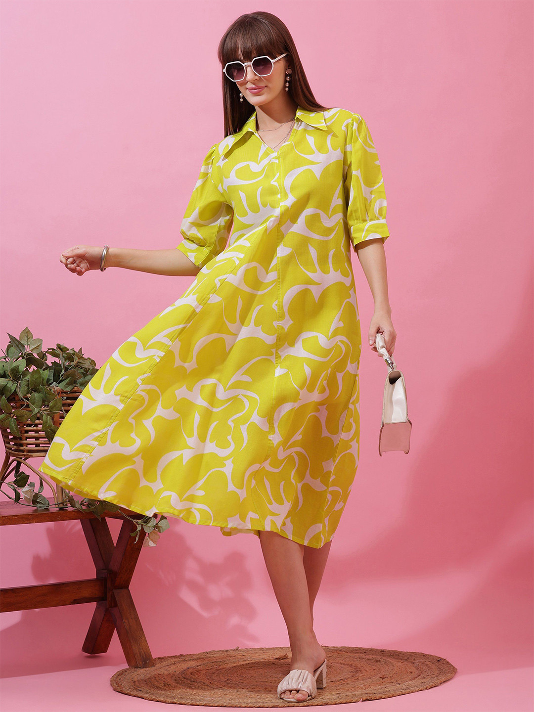 SHEETAL Associates Printed A-Line Midi Dress