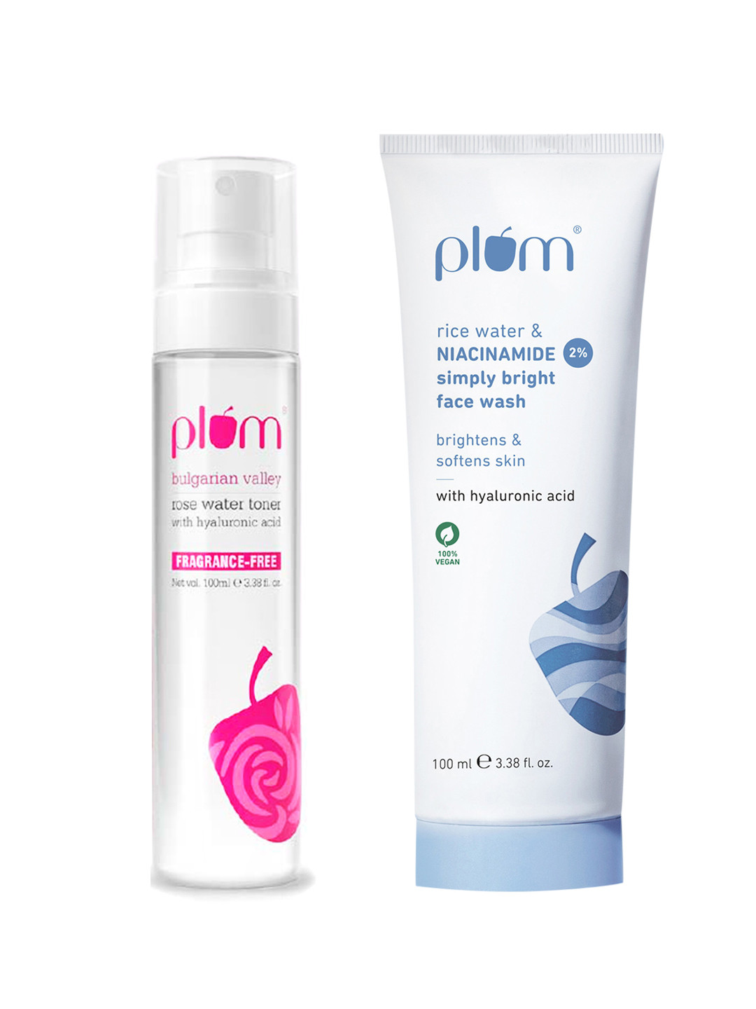 Plum Set of Rose Water Toner & 2% Niacinamide Face Wash - 100ml each