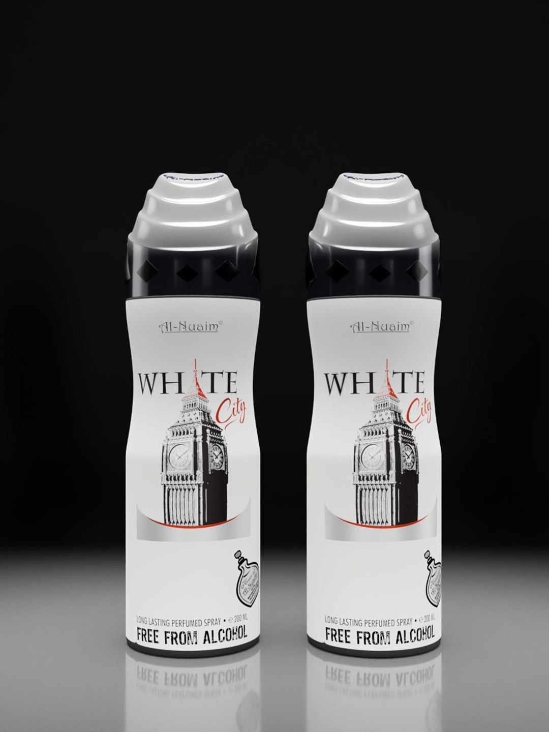 Al-Nuaim 2Pcs White City Long Lasting Alcohol Free Deodorant Perfumed Spray - 200ml Each