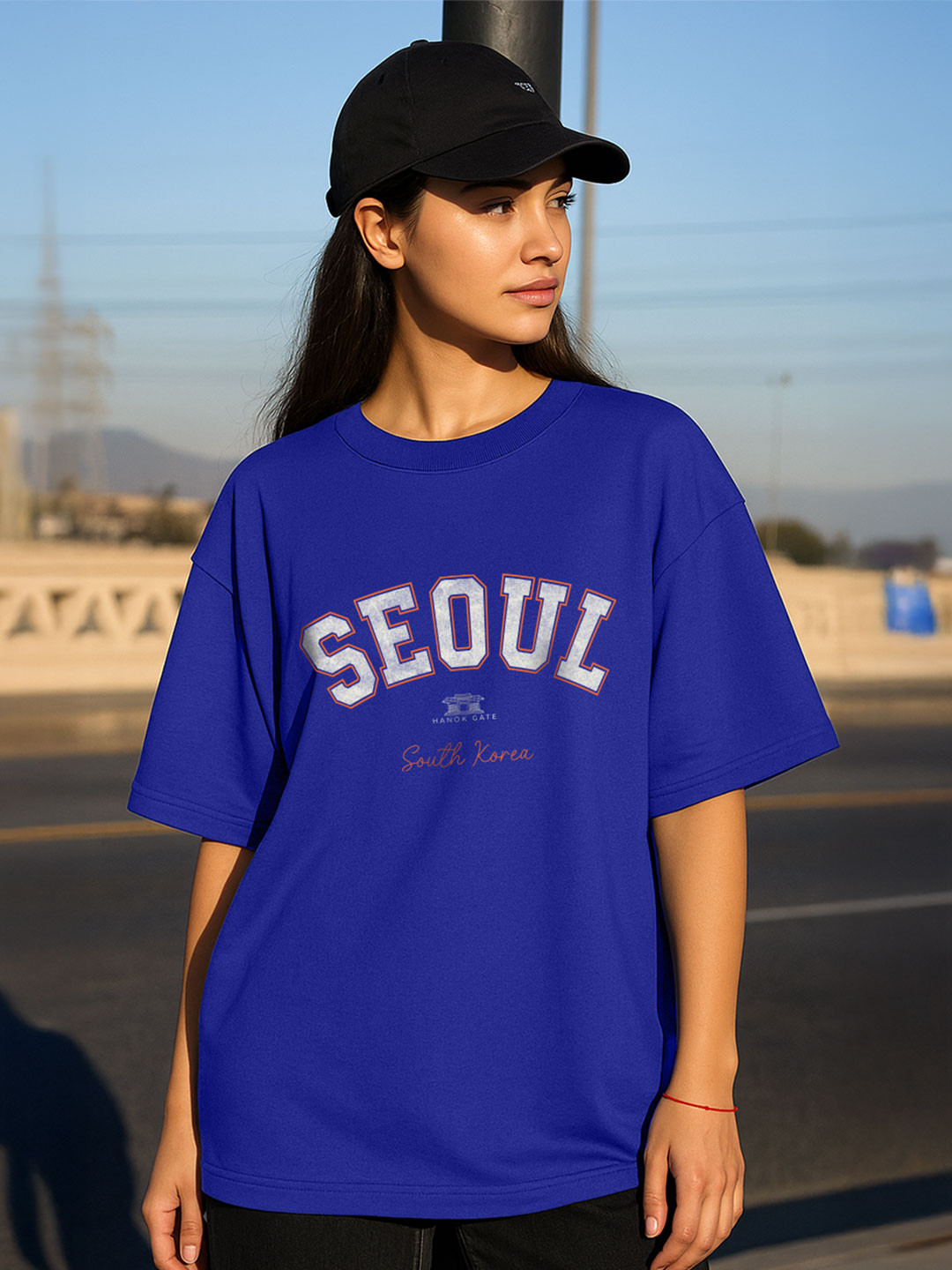 JUNEBERRY Typography Printed Drop-Shoulder Sleeves Pure Cotton T-shirt