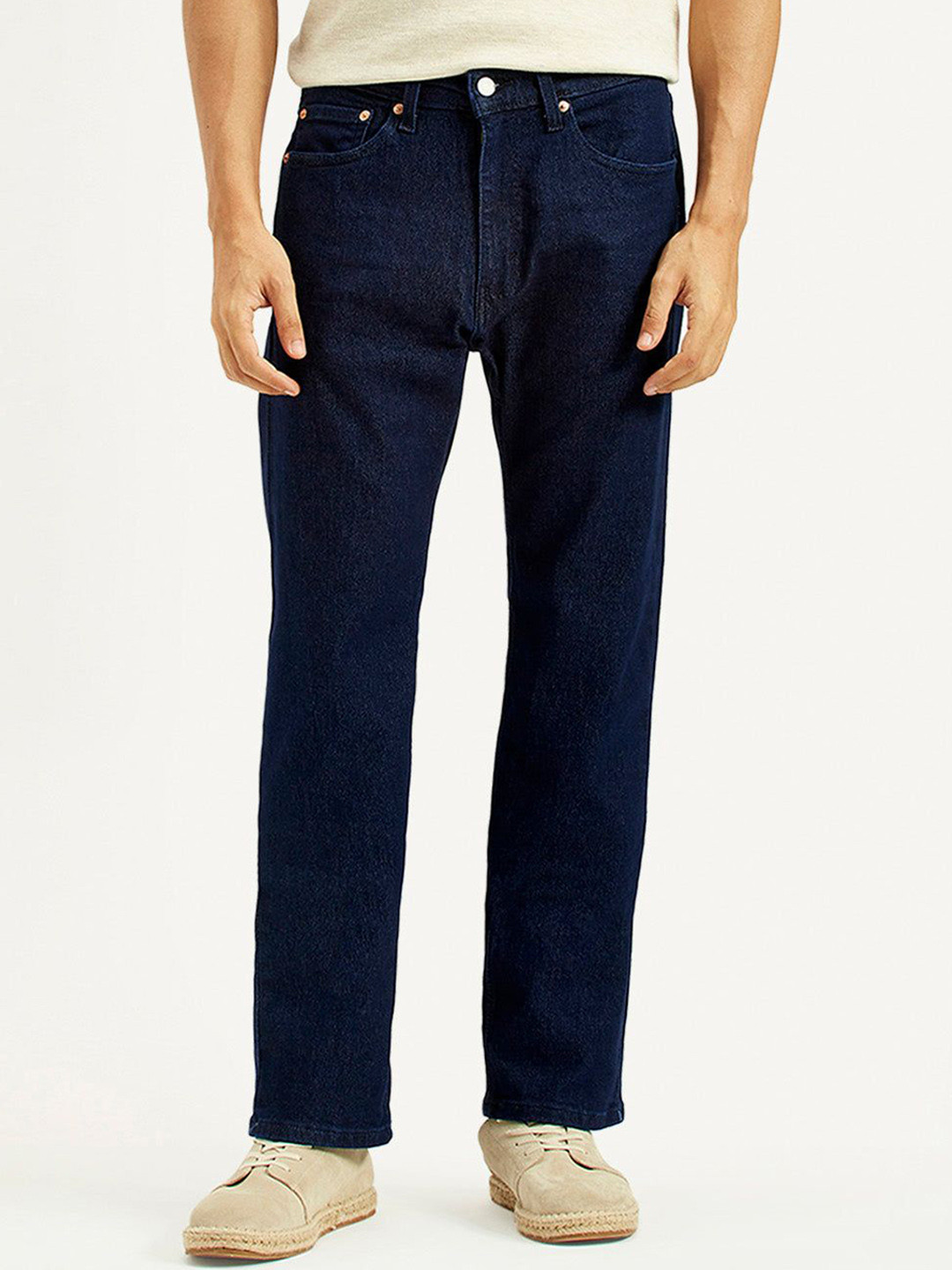Levis Men Classic Straight Fit Mid-Rise Heavy Fade Stretchable Jeans