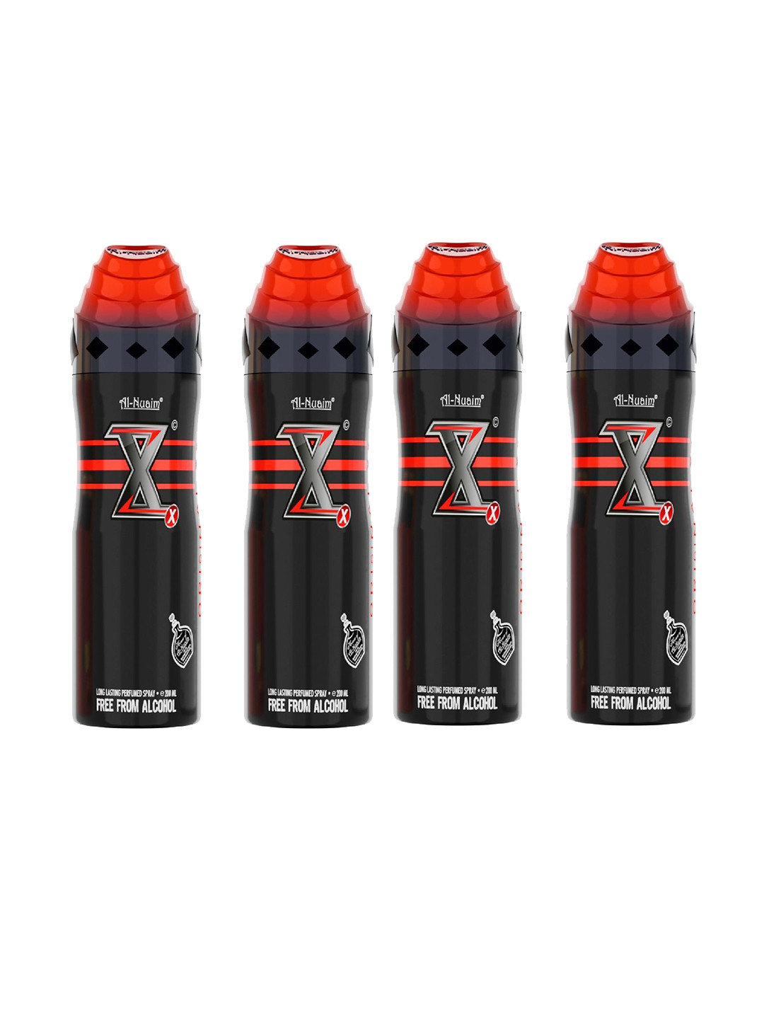 Al-Nuaim Men 4Pcs Original XX Alcohol Free Deodorant Perfumed Spray - 200ml Each