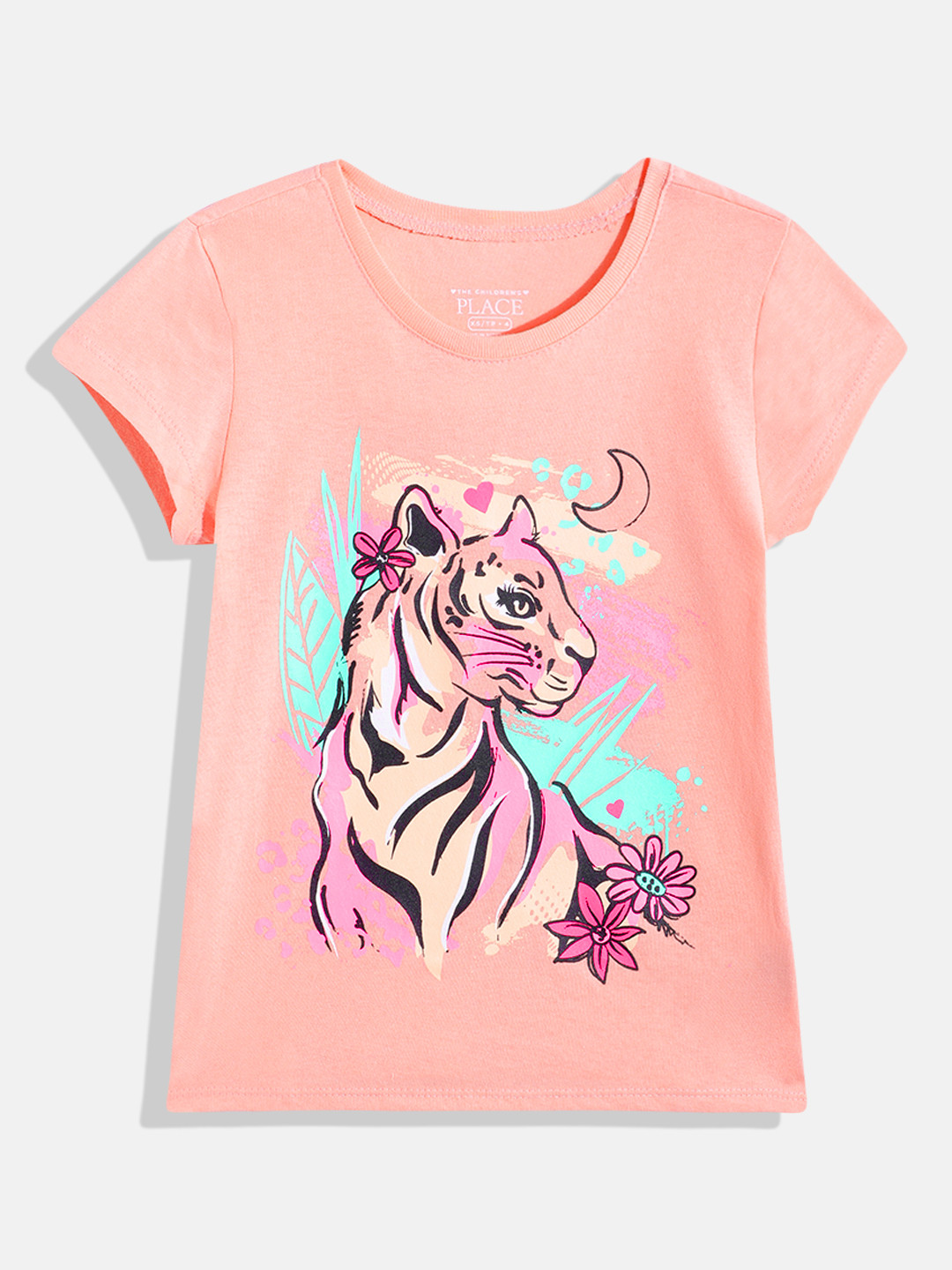 THE CHILDREN'S PLACE Girls Cat Printed Pure Cotton T-shirt