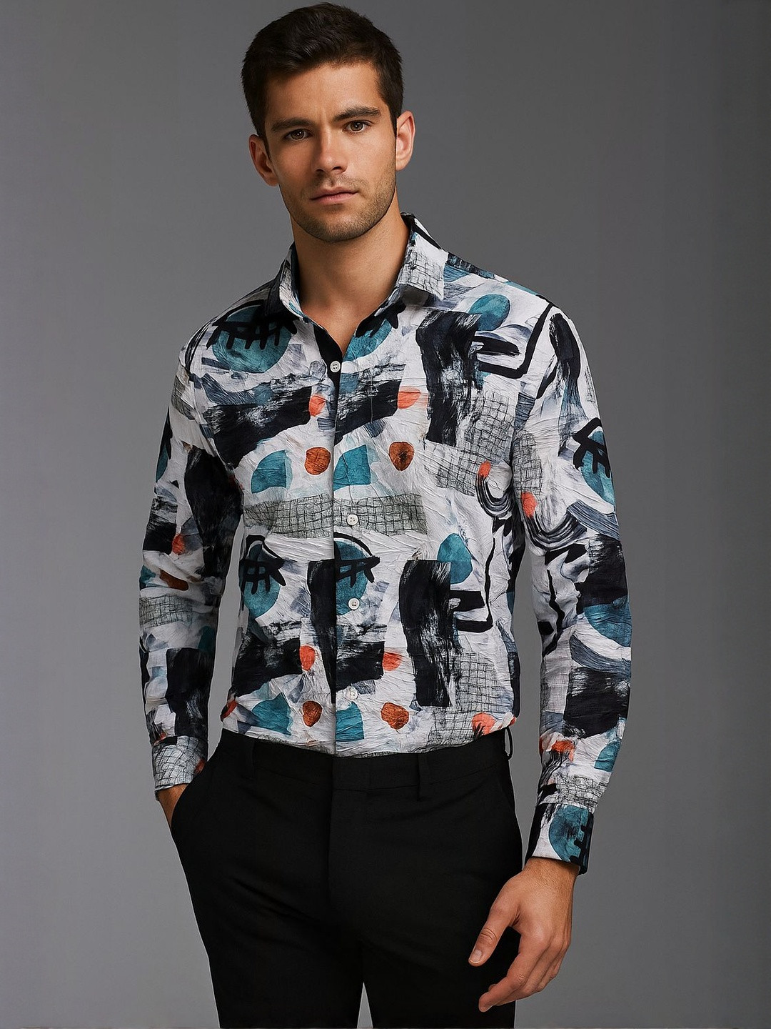 VS MALL Men Self Design Other Casual Shirts