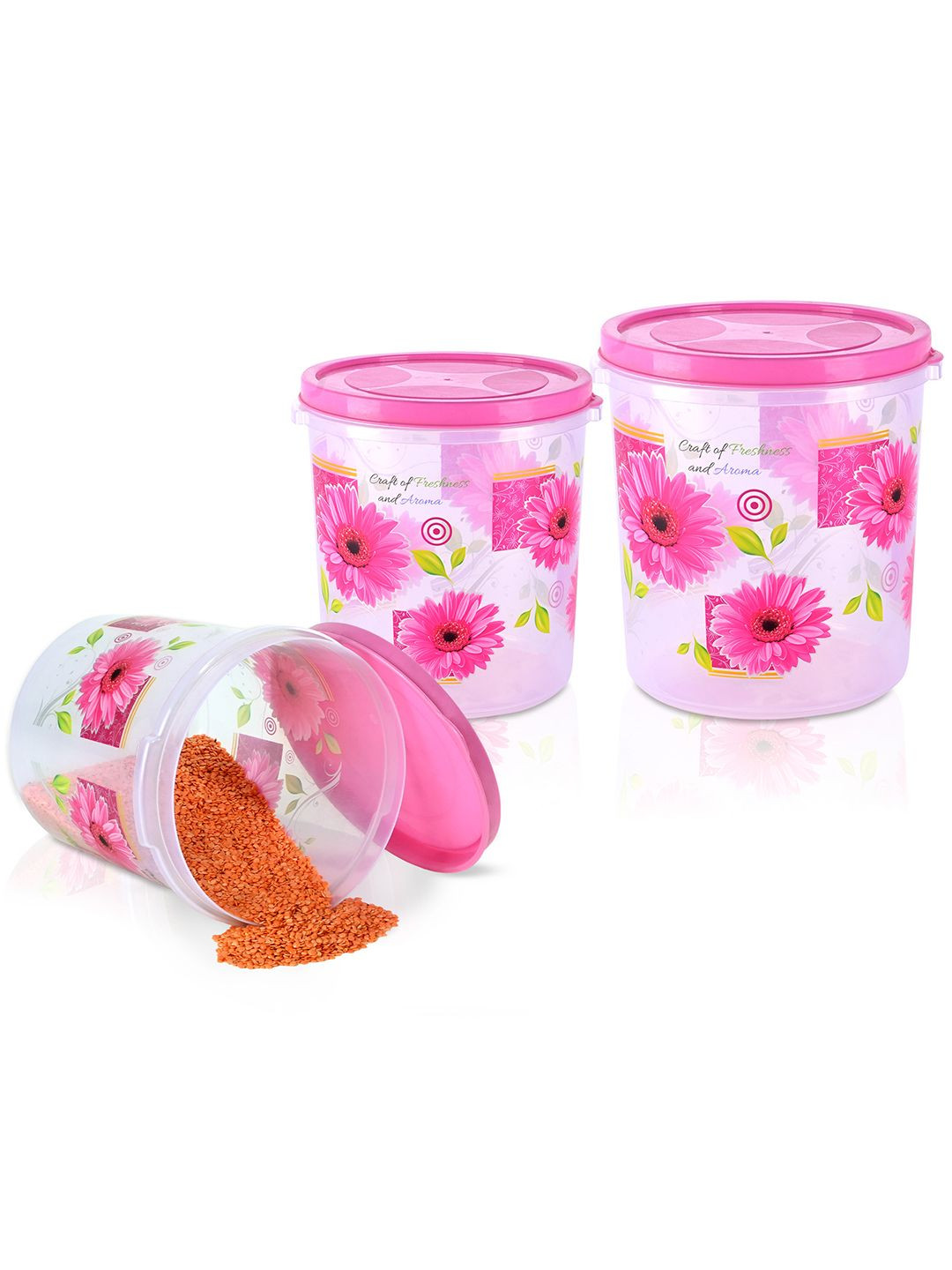 Kuber Industries Set of 3 Unisex 5, 7 & 10 Ltr Plastic Containers for Kitchen Storage