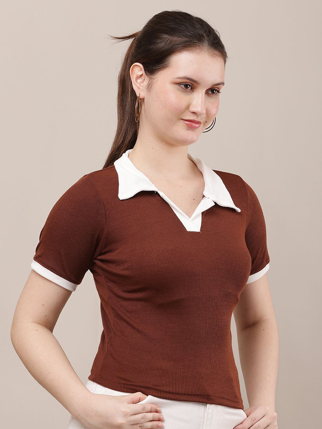 Raabta Fashion Shirt Collar Top