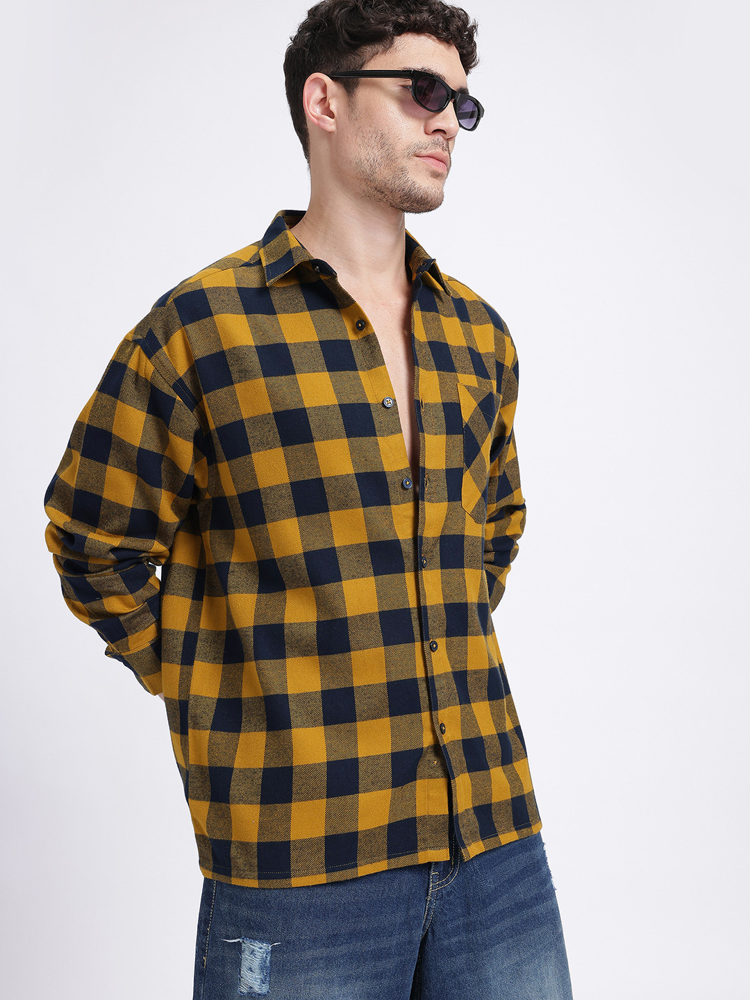 glitchez Buffalo Checked Flannel Oversized Shirt