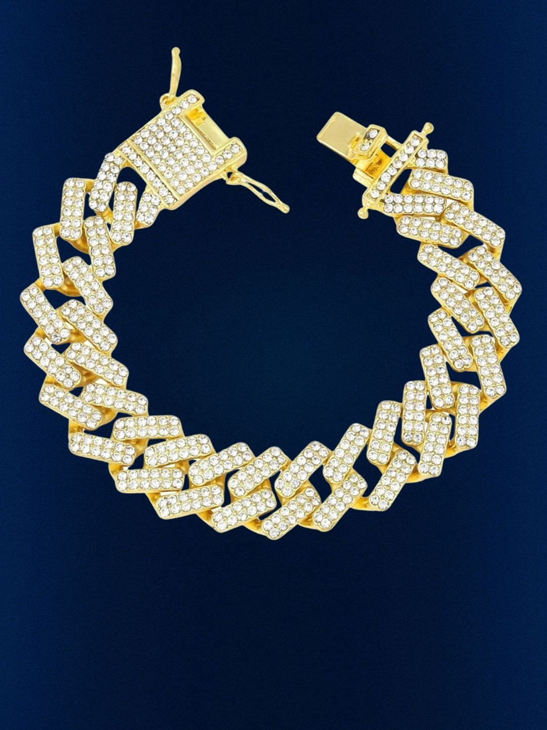 Balaji Supply Unisex Gold-Plated Cubic Zirconia Studded Wraparound Bracelet