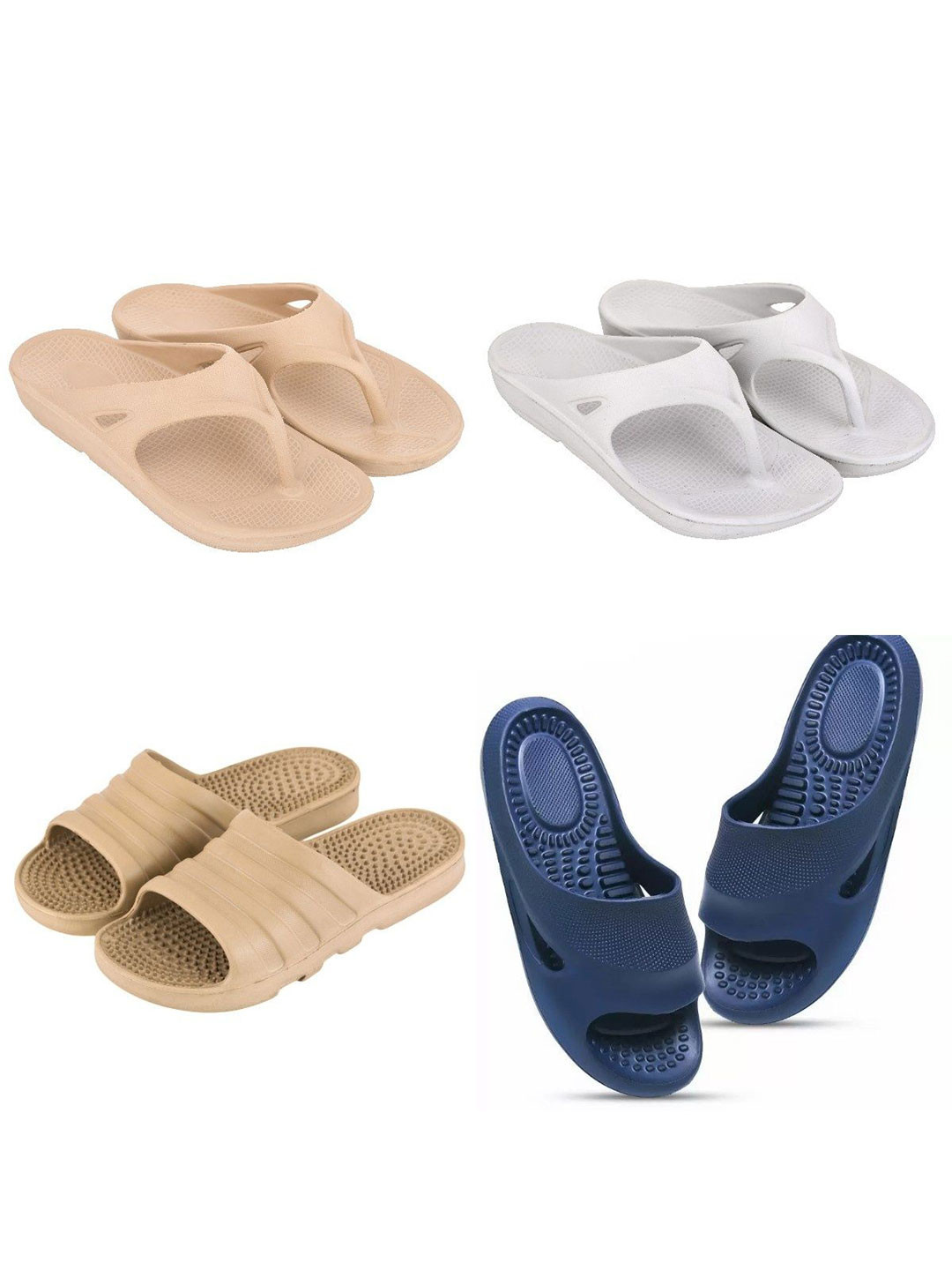 Feel alive Men Self Design Set of 4 Pair Lightweight Sliders