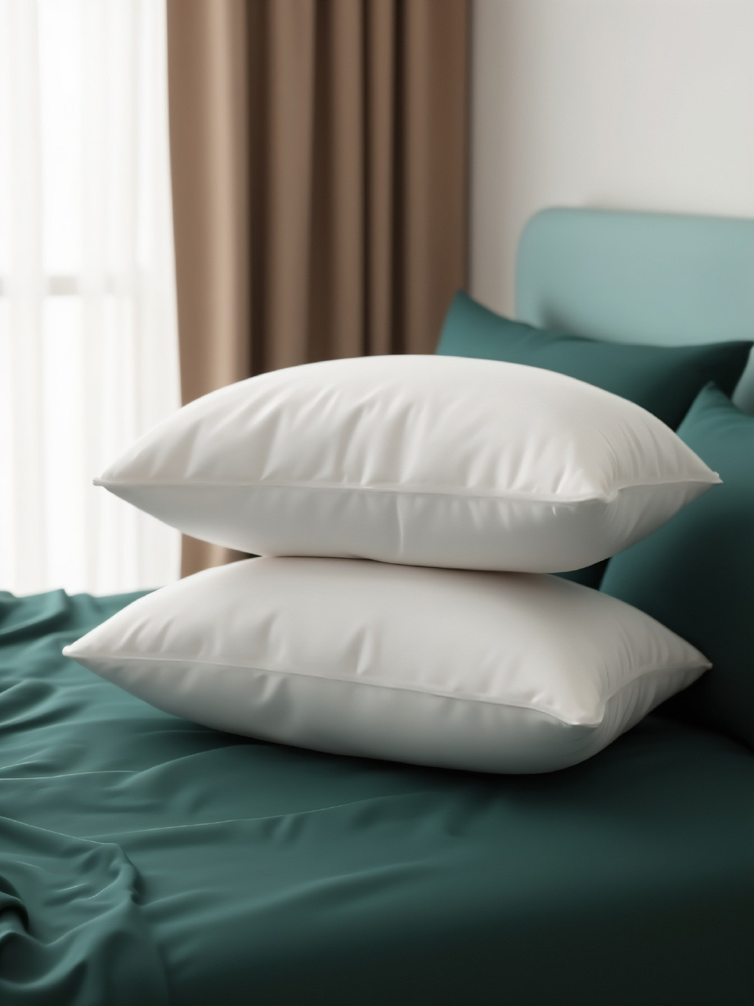 MA xNAP Sleep Support Fresh Rela x 17P2 White Solid Polyester Breathable Set of 2 Medium Fibre Sleep Pillow-69 x 44 cm