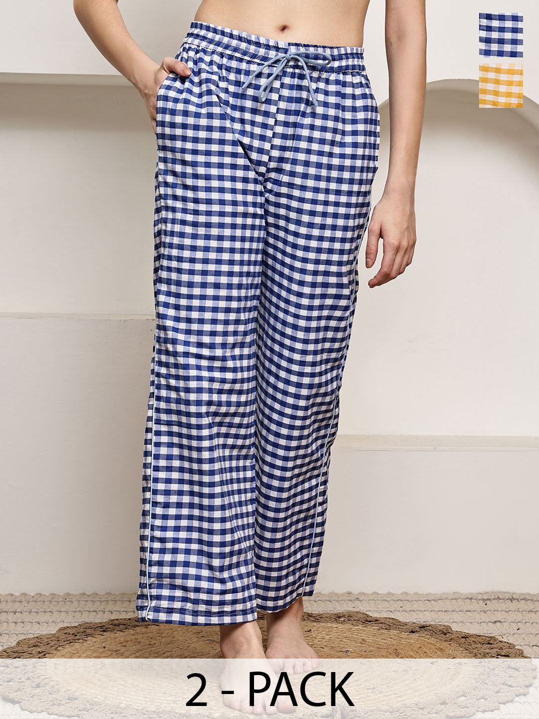 ETC Women Pack Of 2 Gingham Check Lounge Pants