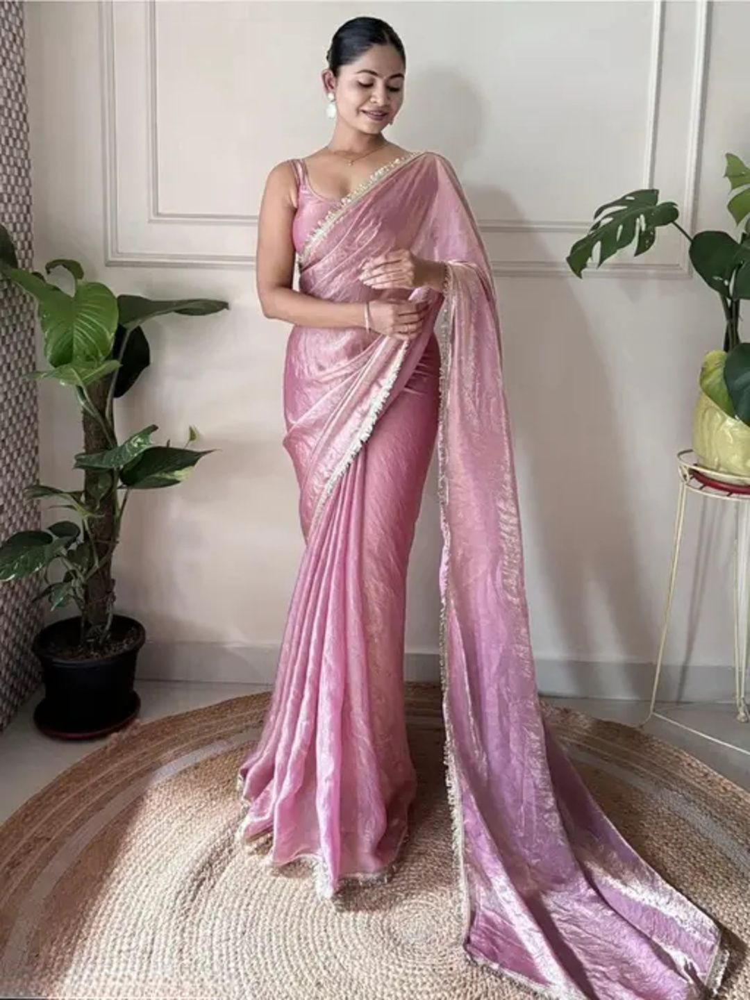 R J FEBRIC Embroidered Tussar Saree