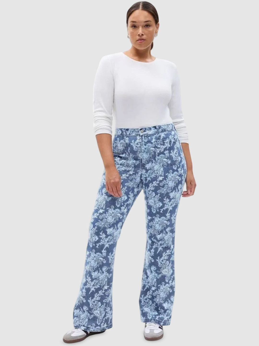 GAP Women Floral Printed High-Rise Boot-Cut Jeans