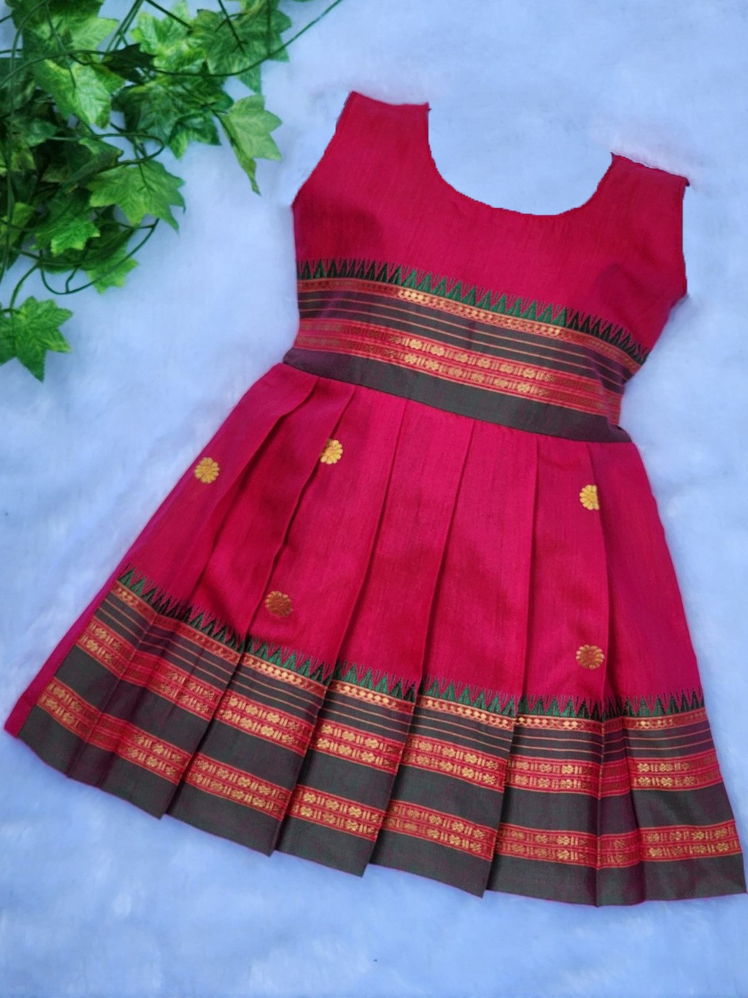 AMBA COLLECTION BOUTIQUE Girls Pink Sleeveless Ethnic Dresses