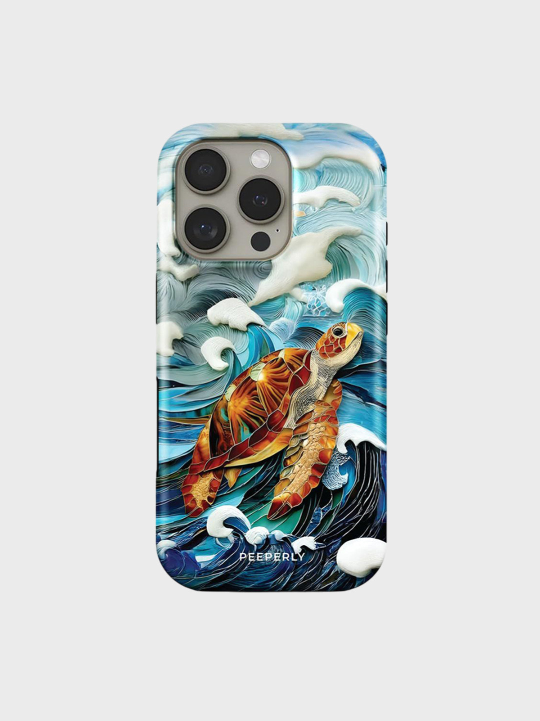 PEEPERLY Women iPhone 13 Turtle Quirky Impact Resistant Crystal Back Case