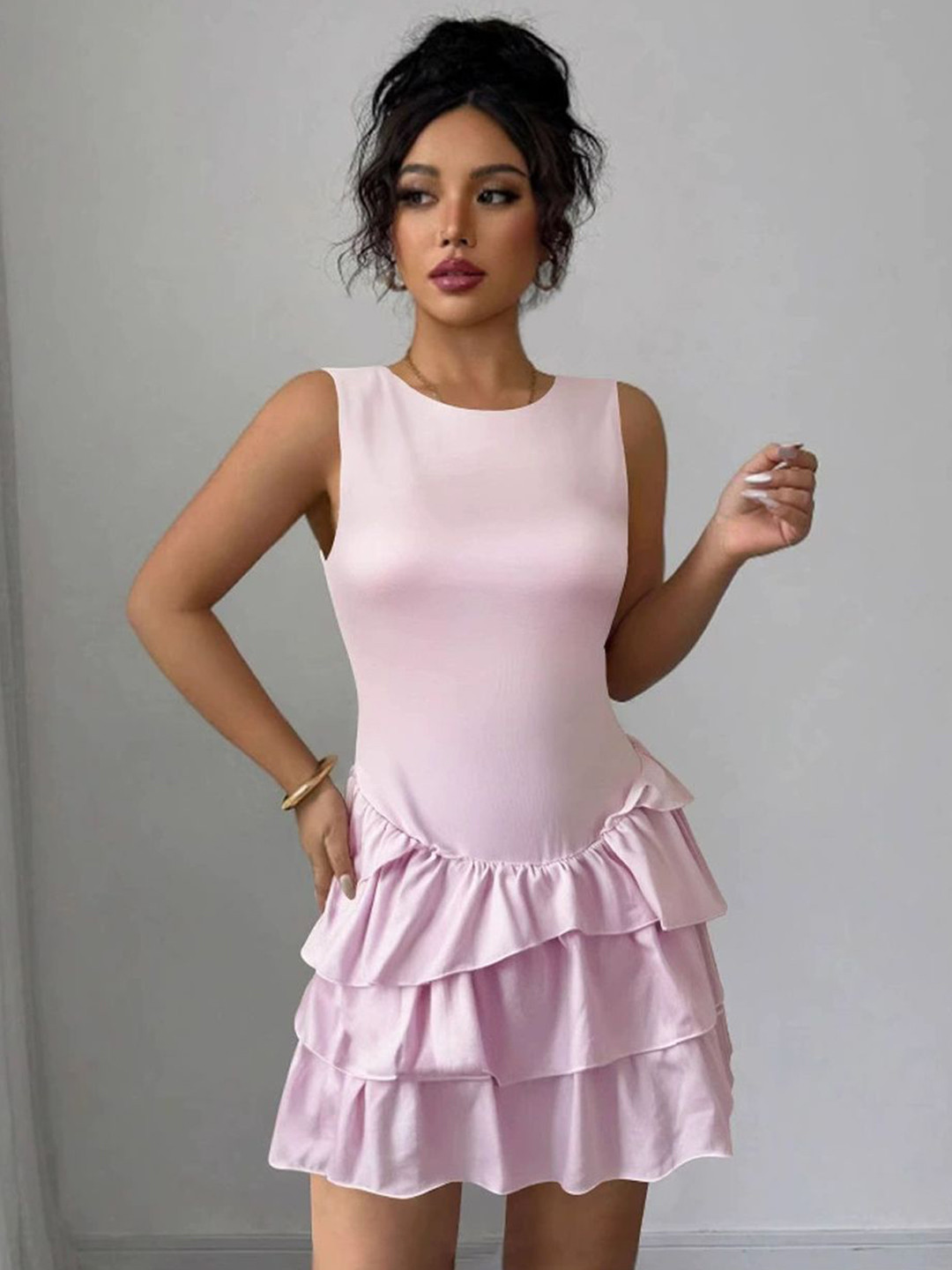 StyleCast Sleeveless A-Line Frill Mini Dress