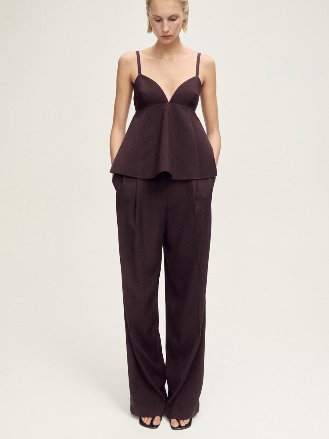 MANGO Cut Out & Clasp Detail Empire Top