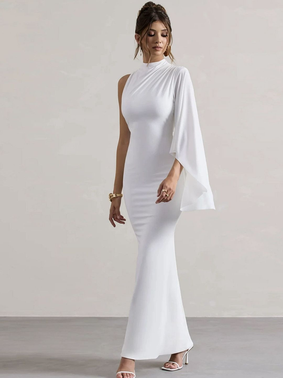 StyleCast Elegant High Neck Bodycon Maxi Dress