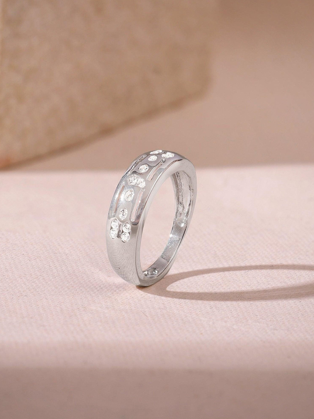 GIVA Men 925 Sliver Rhodium-Plated Zircon Studded Celestial Grid Finger Ring