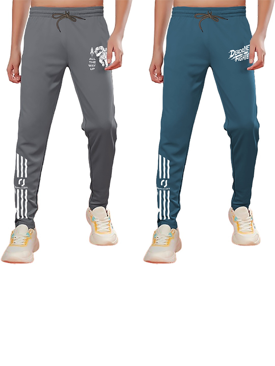 RAZCALJACK Boys Set Of 2 Typography Polyester Track Pants