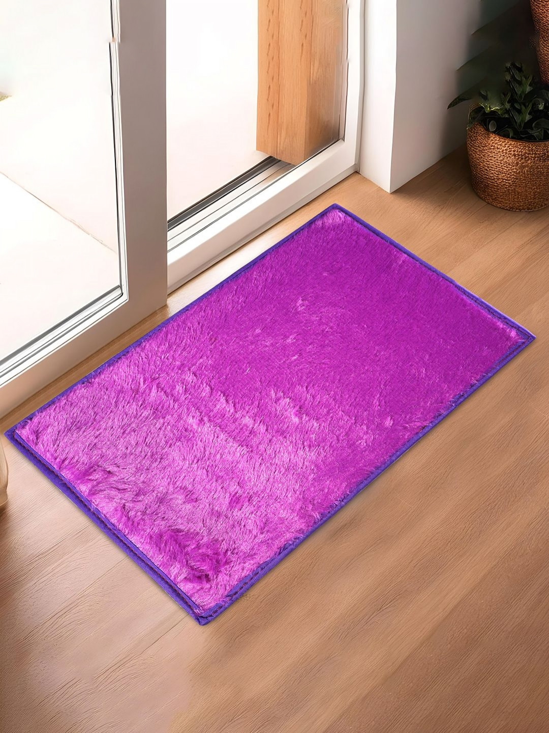 Aura Purple Plain Design Velvet Anti-Skid & Water Absorbent Entrance Doormats