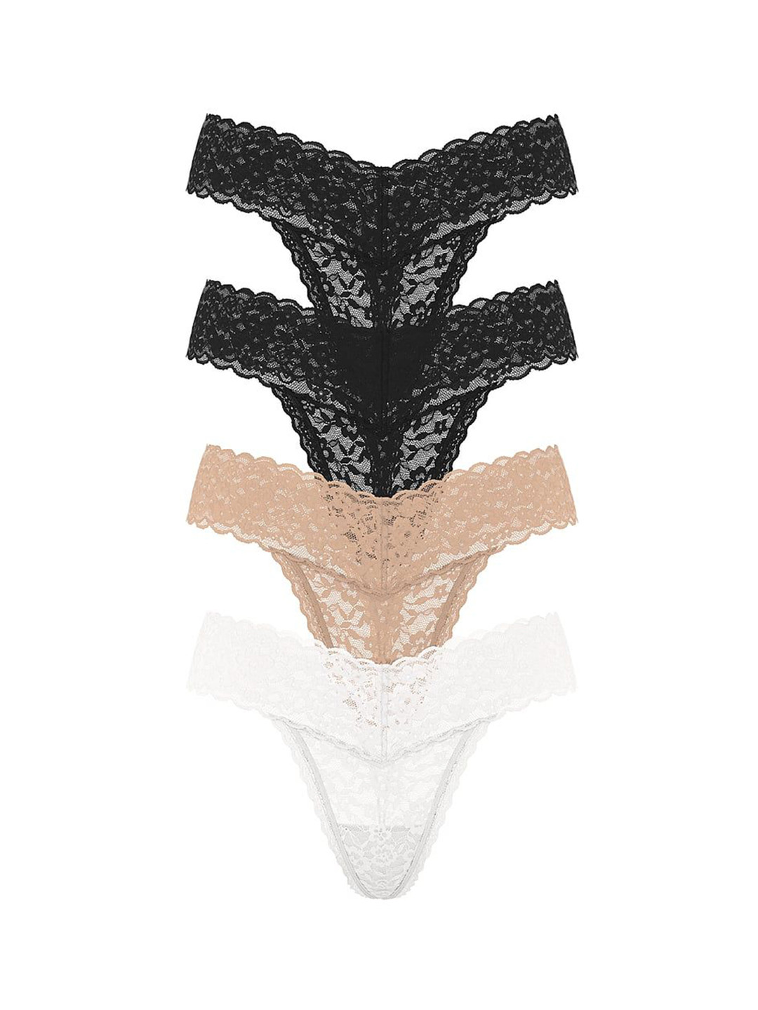 Victoria's Secret Women Pack Of 4 Lace Low-Rise Thong Briefs
