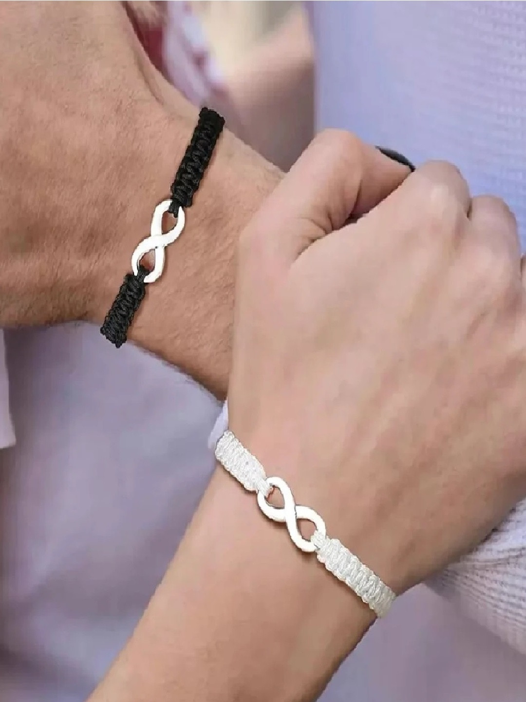 Nevy Unisex Pack Of 2 Handcrafted Silver-Plated Infinity Bracelet