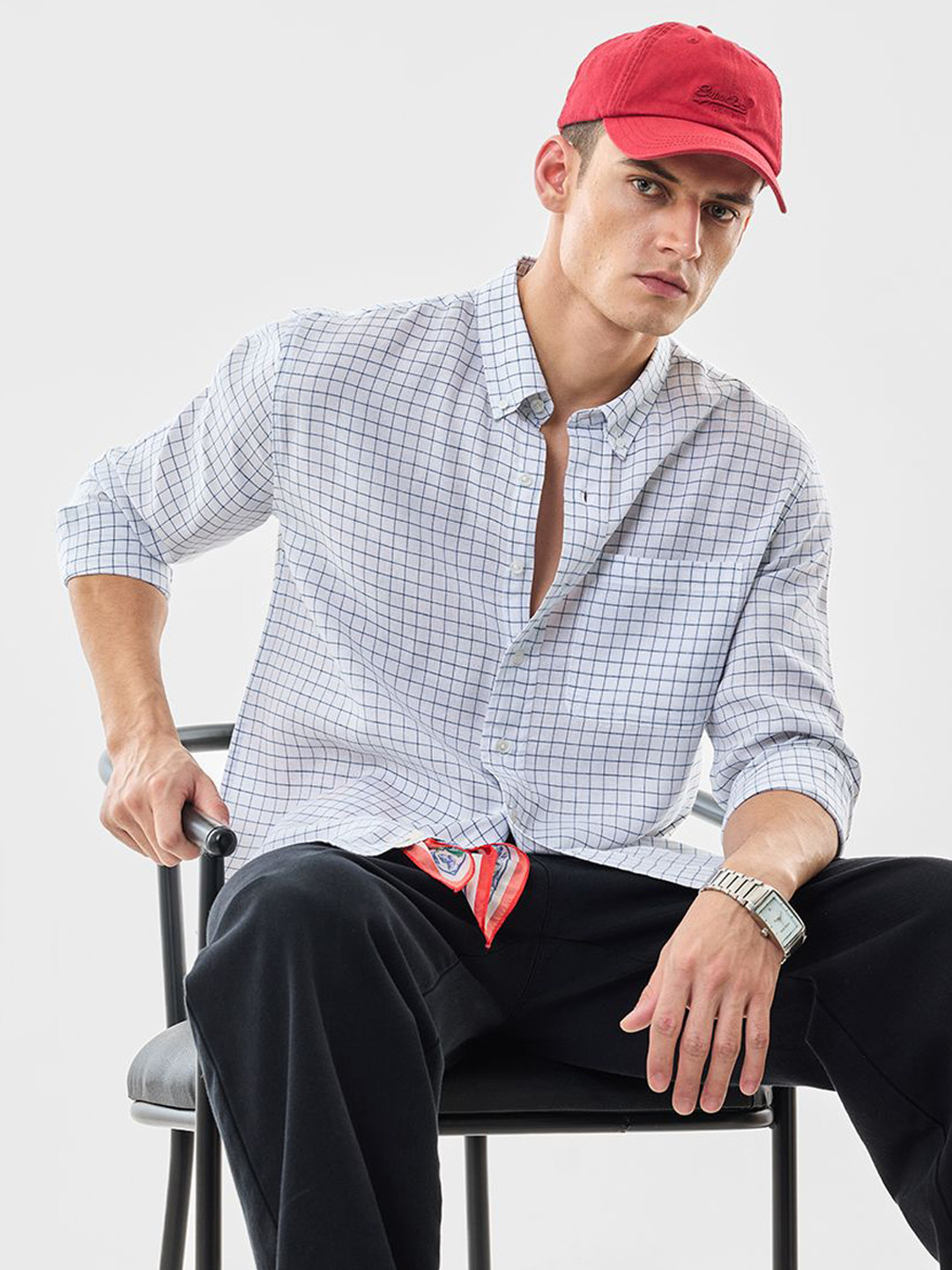 Snitch Grid Tattersall Checked Long Sleeves Shirt