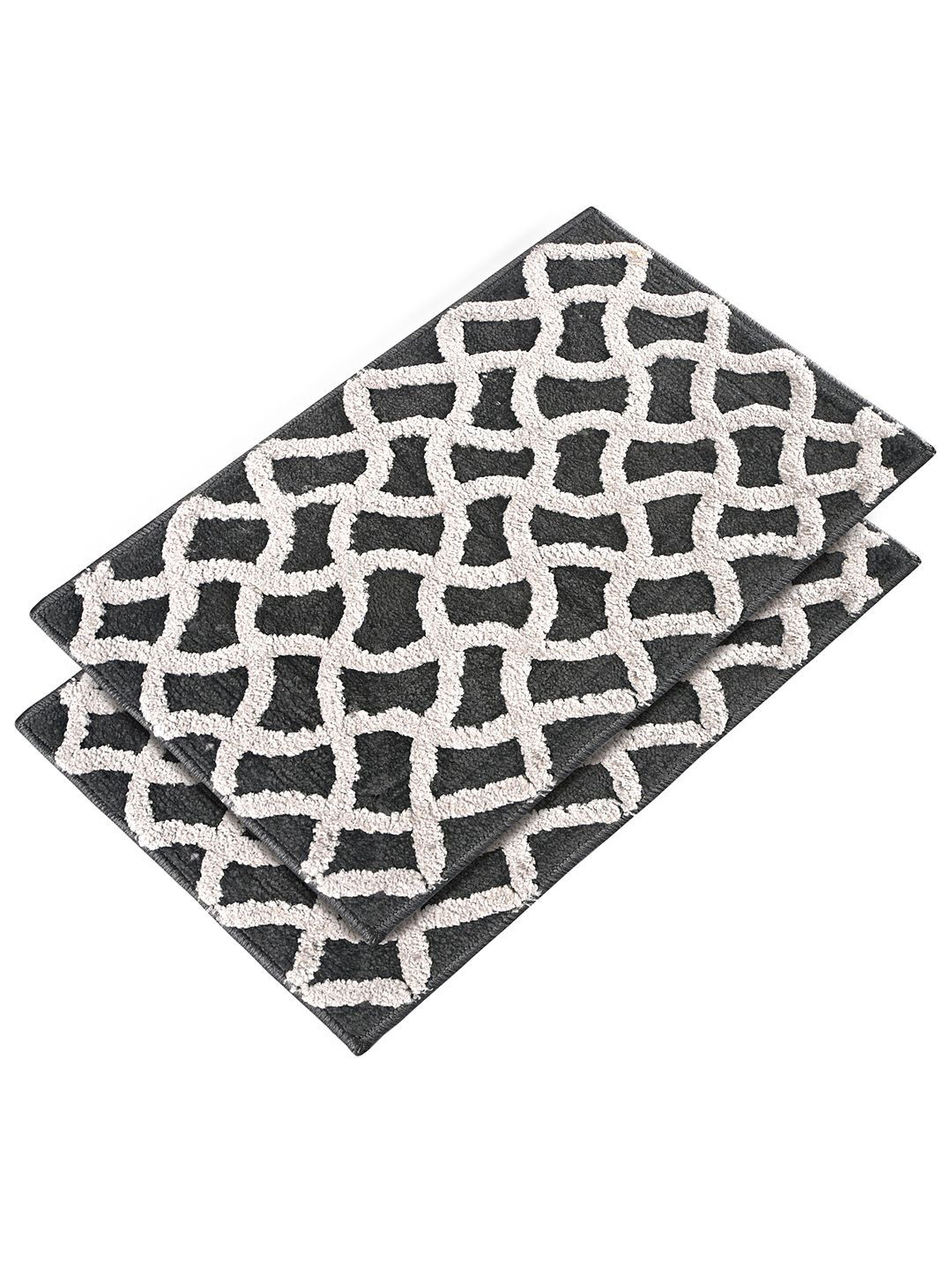 Kuber Industries Pack Of 2 Zig Zag Design Velvet Anti-Skid Doormats