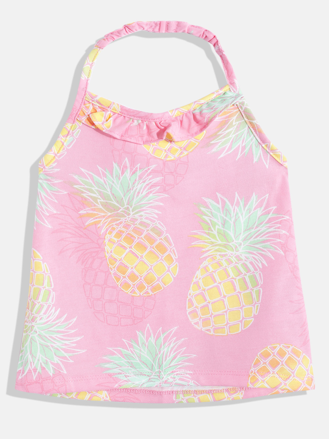 THE CHILDREN'S PLACE Teen Girls Print Halter Neck Ruffled Cotton Top