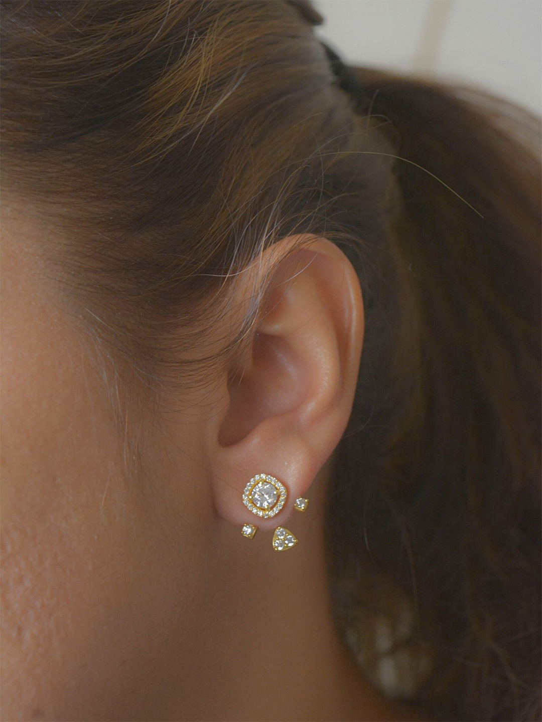 Luxevogue Women 18K Rhodium Gold Plating 925 Sterling Silver Studs Earrings