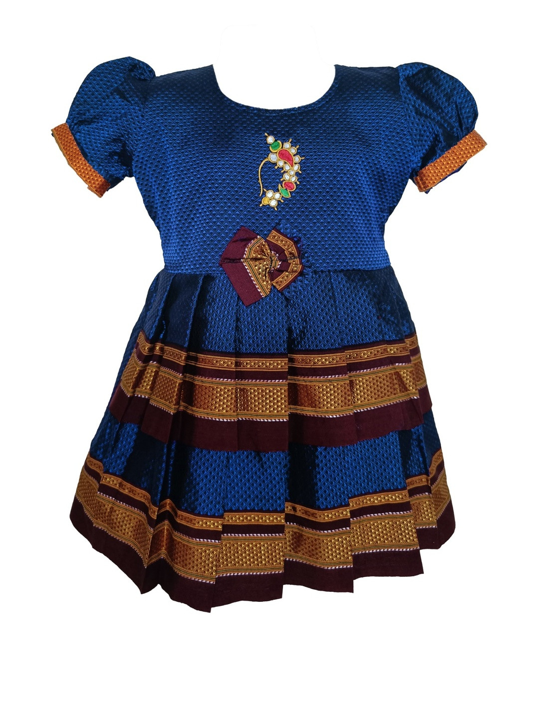 AMBA COLLECTION BOUTIQUE  Kids Traditional Ethnic Wear Reshim Cotton Nath Khan Frock