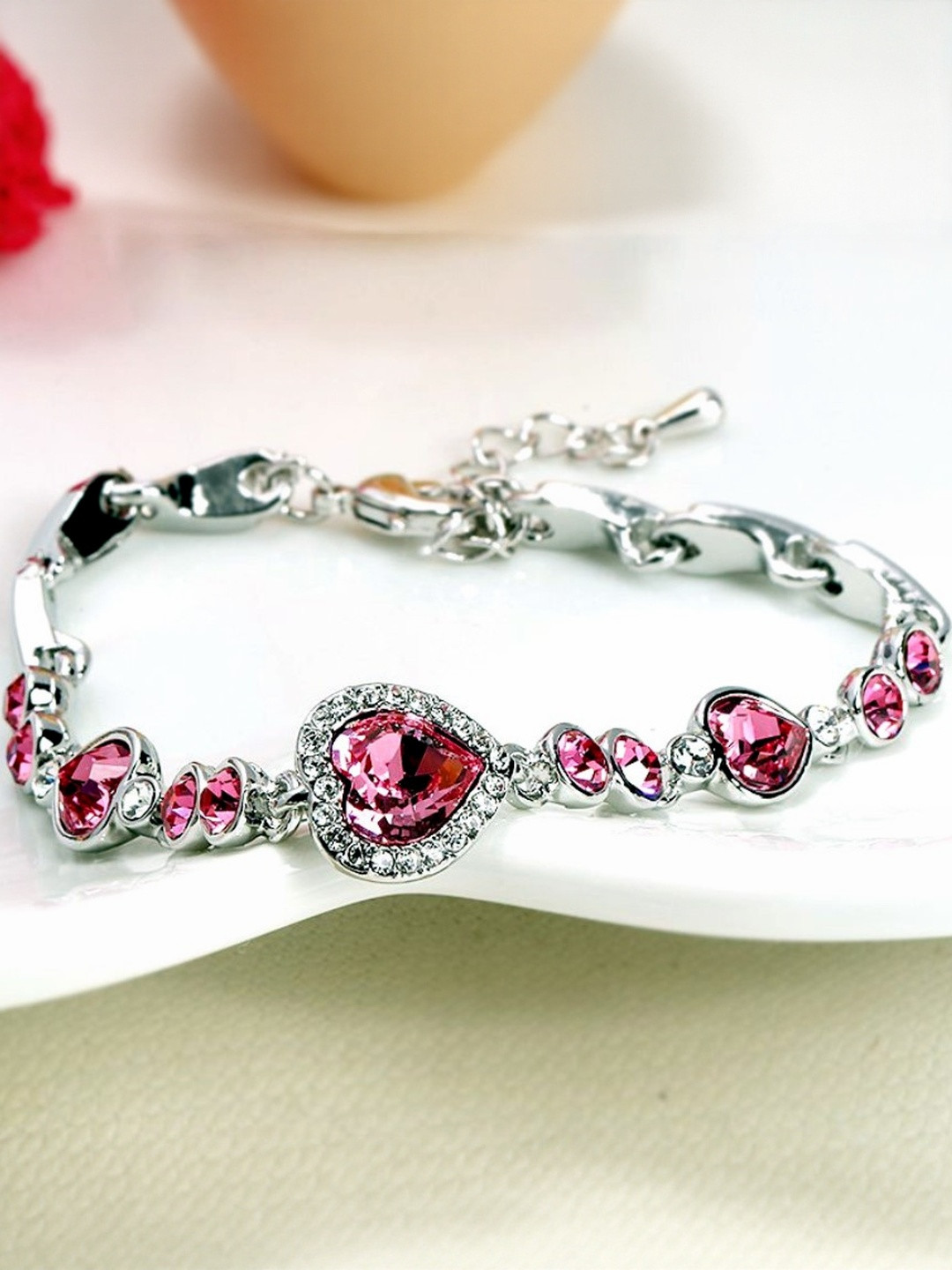 AKISON JEWELS Women Heart Crystal Korean Bracelet