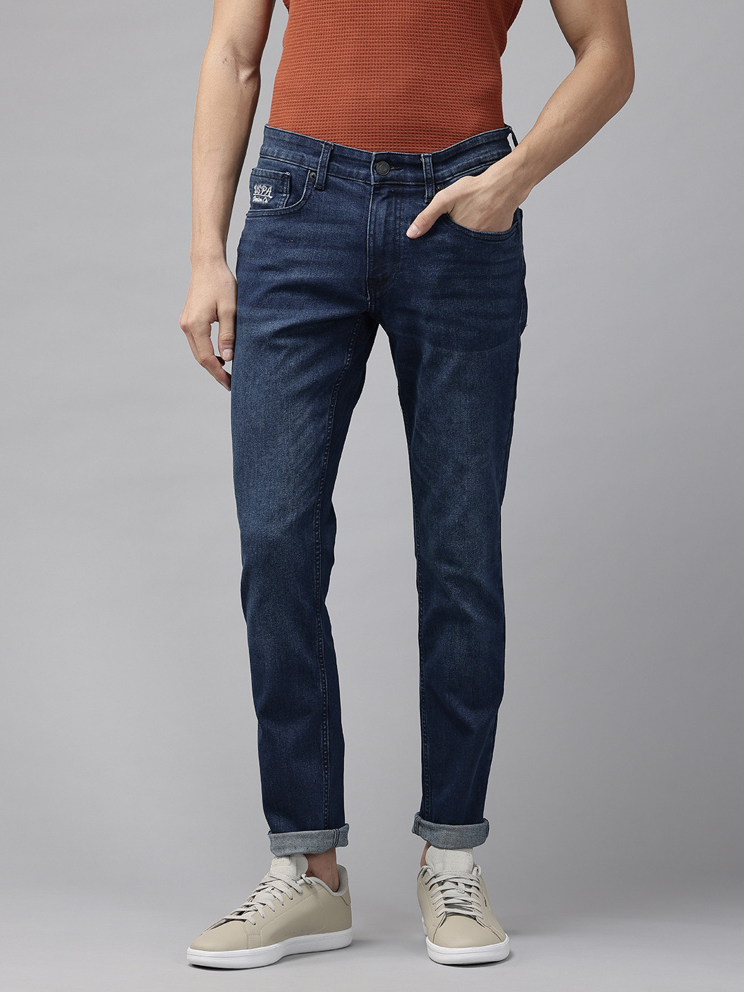 U.S. Polo Assn. Denim Co. Men Brandon Light Fade Stretchable Slim Tapered Fit Jeans